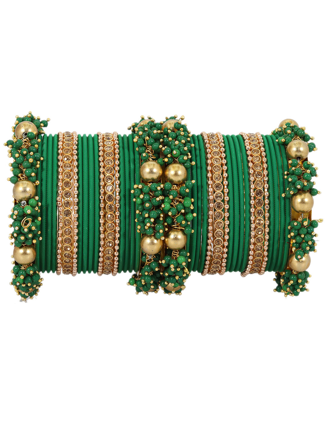 

ZULKA Set of 42 Metal with Base Metal and Zircon Gemstone with Pearls Studded Matte, Orange