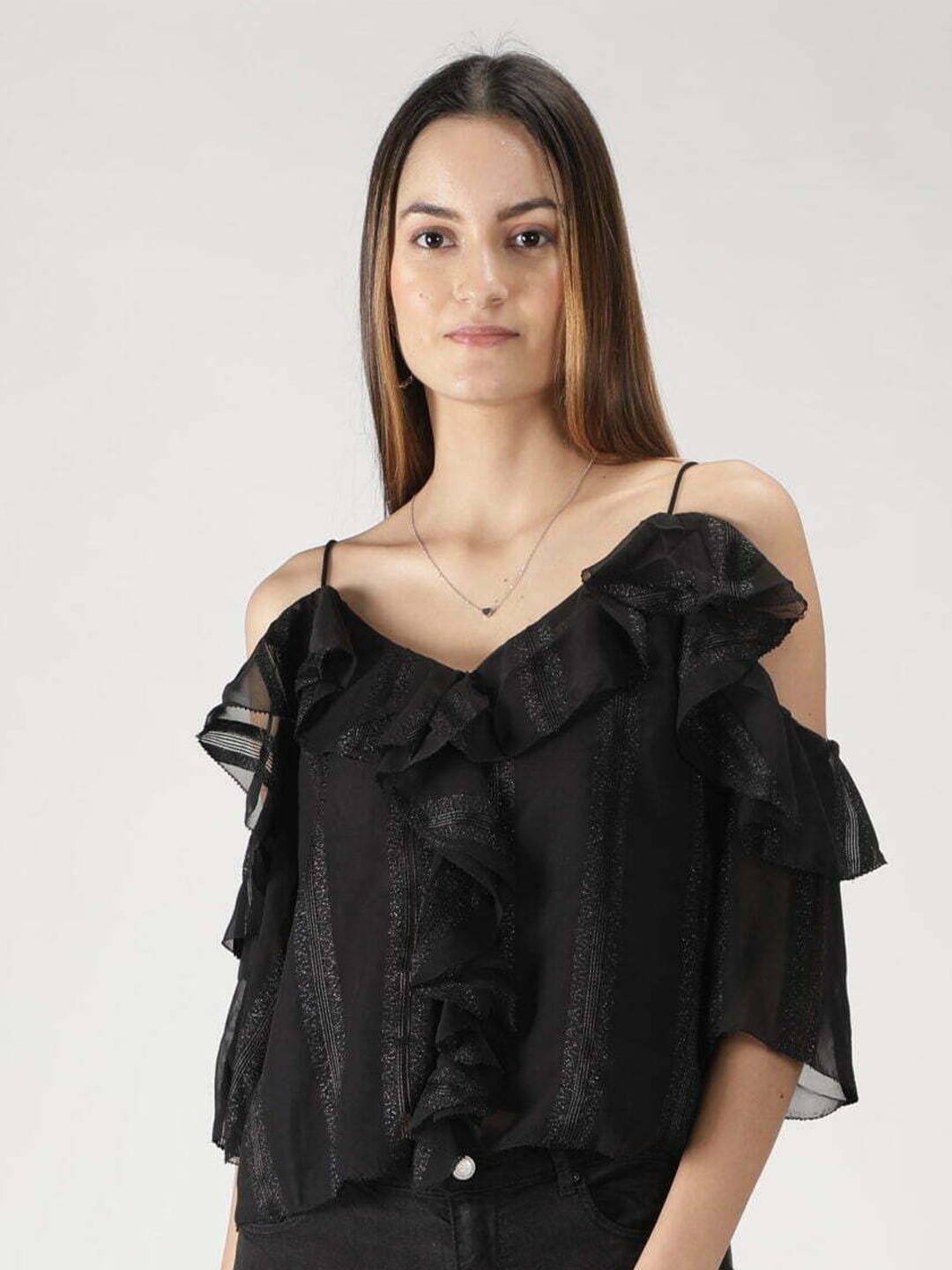 

THE BLACK LOVER Women Cold-Shoulder Bardot Top