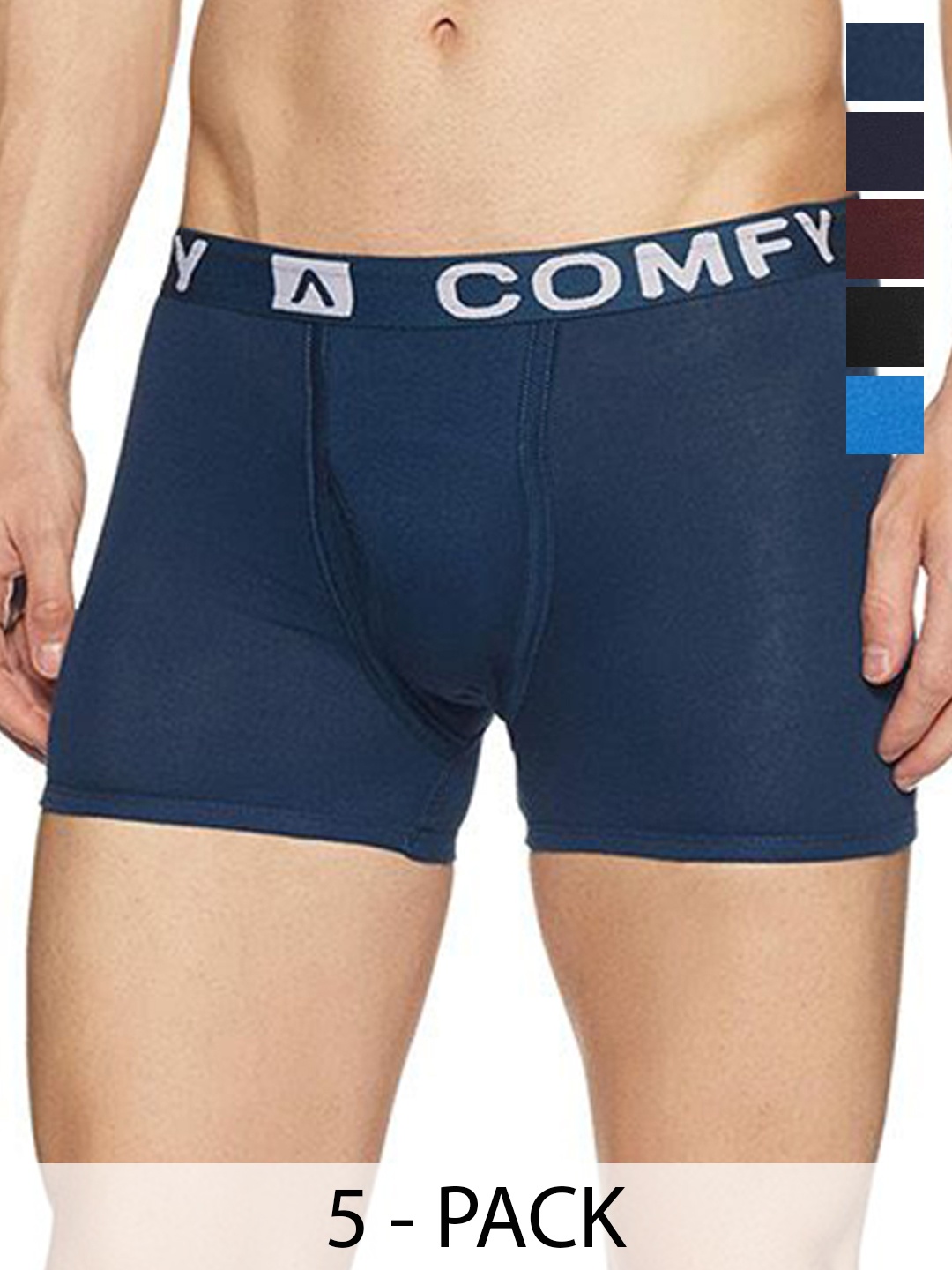 

AMUL COMFY Men Pack Of 5 Assorted Short Trunks Comfy-FCD-Trunk-OE-5-90