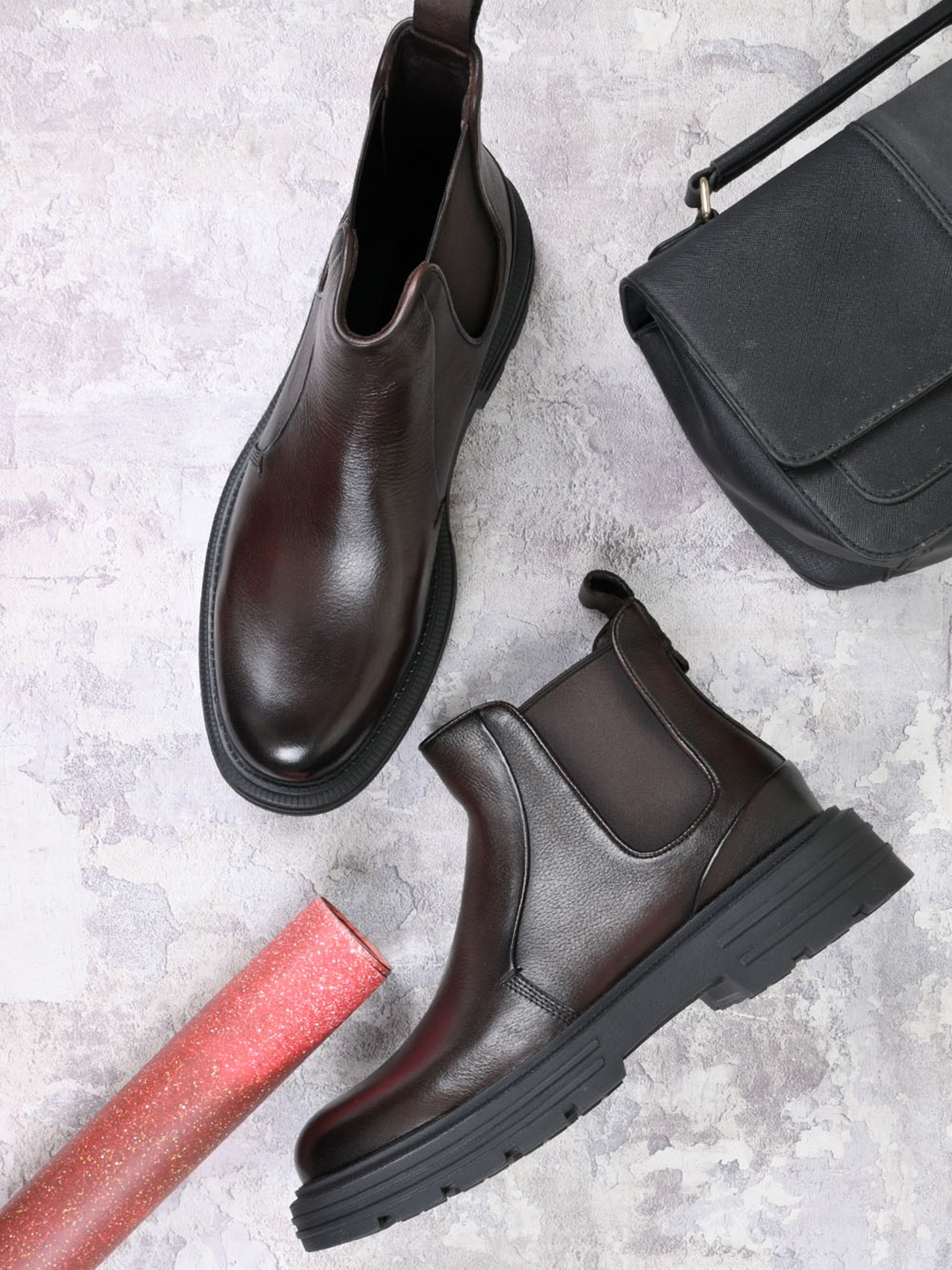 

Cobblerz Men Leather Chelsea Boots, Coffee brown