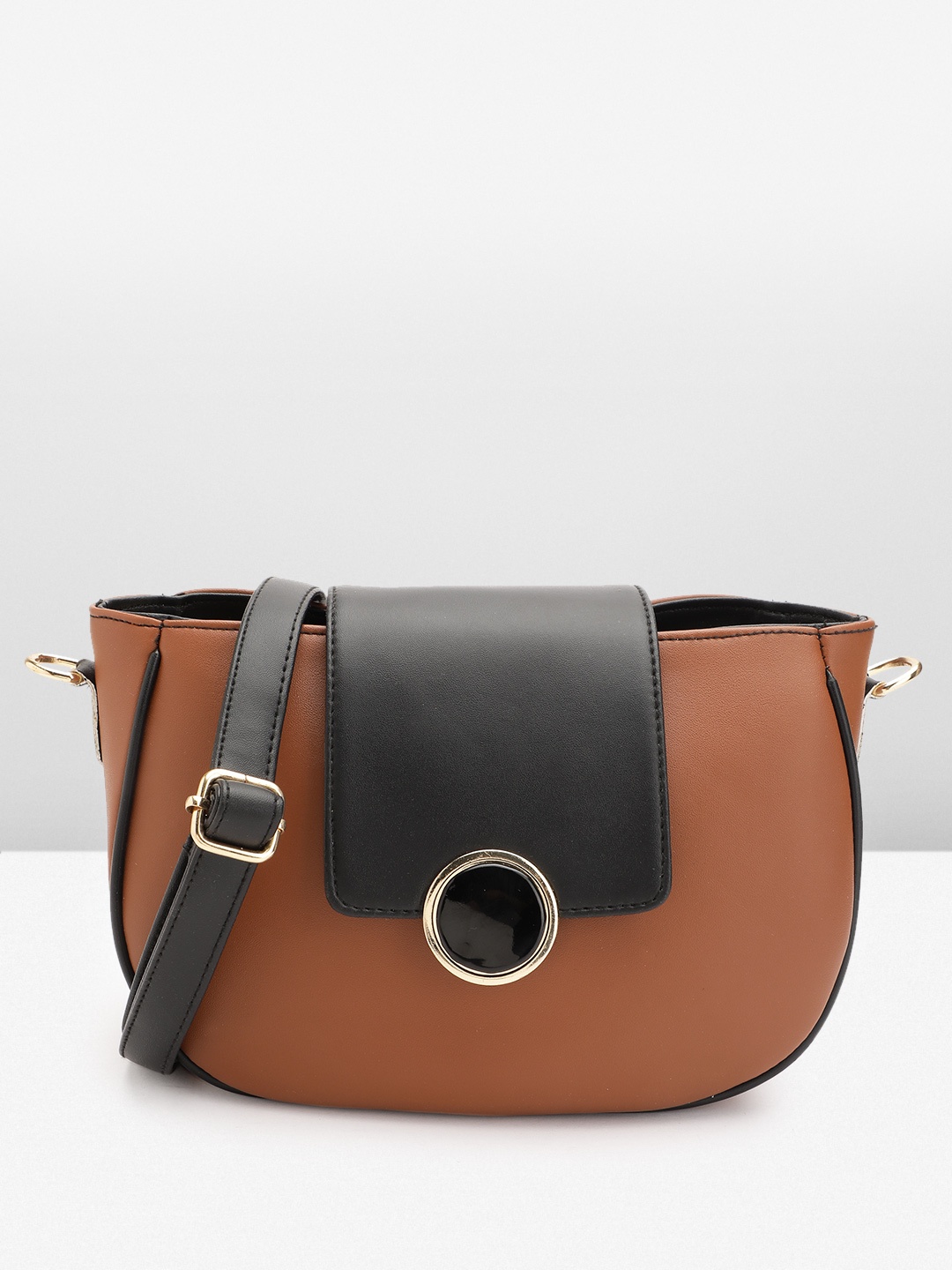 

Mast & Harbour Colourblocked Structured Sling Bag, Tan