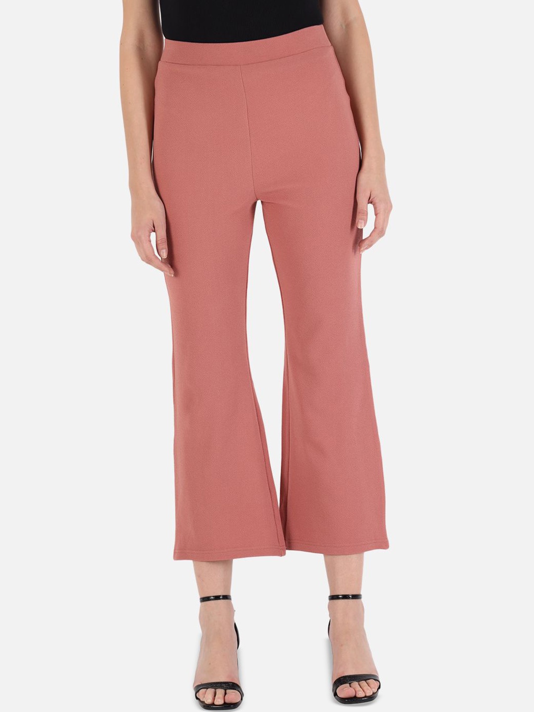 

BAESD Women Flared High-Rise Bootcut Trousers, Pink