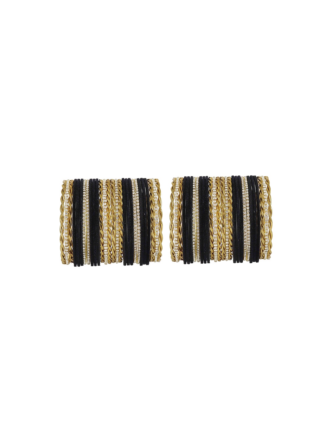 

ZULKA Set of 28 Metal Base Velvet Twisted Bangle, Black