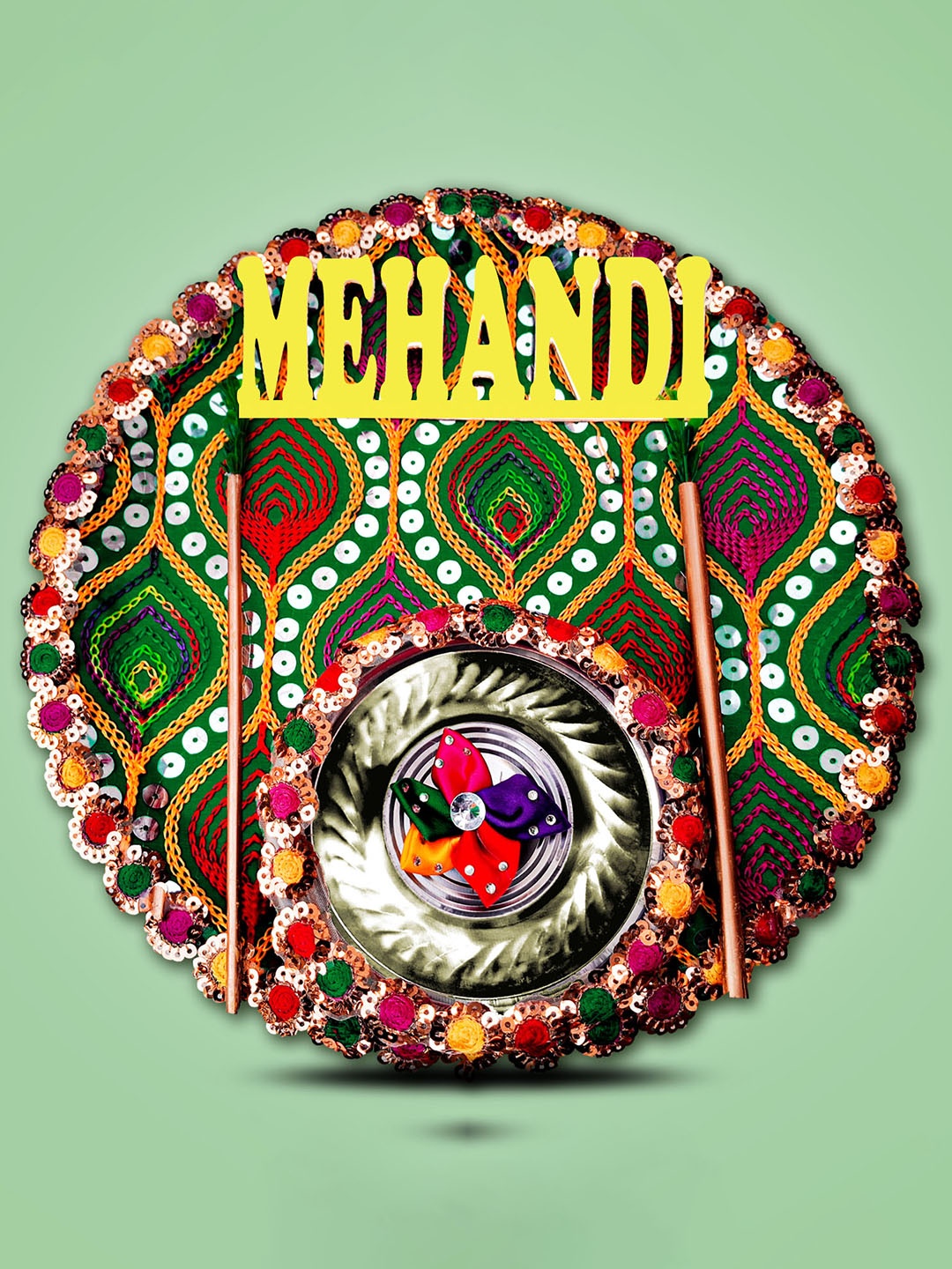 

ME & YOU Yellow & Green Embroidered Mahendi Thali