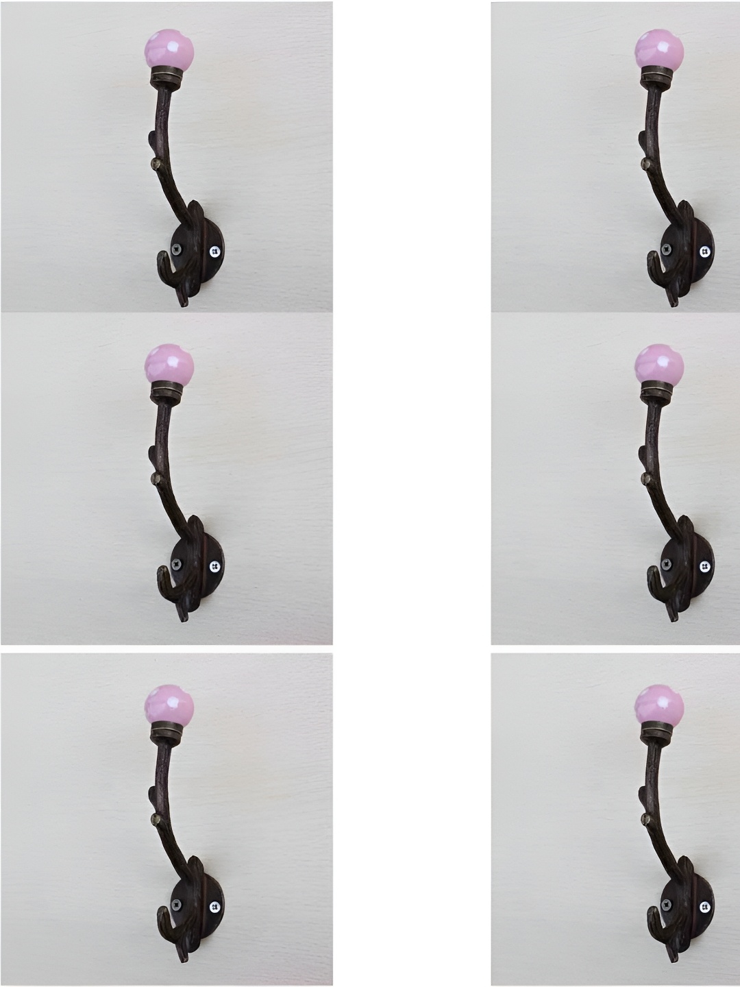 

IndianShelf Pink & Brown 6 Pieces Ceramic Dot Coat Hooks Wall Hanging