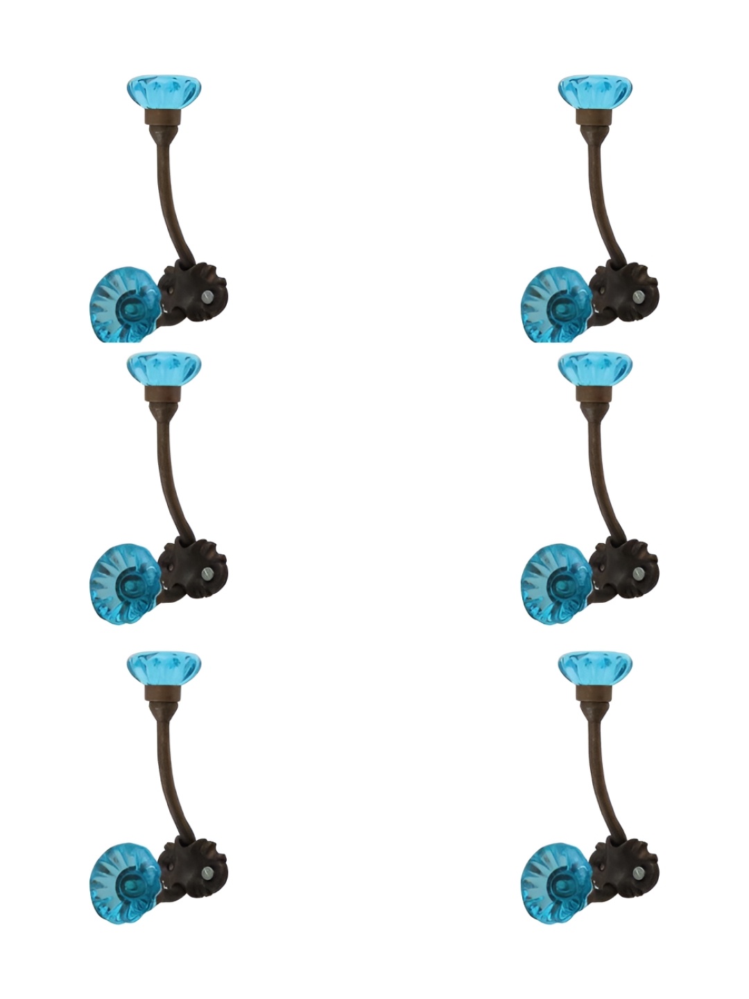 

IndianShelf Blue 6 Pieces Glass Panelled Cloth Hangers Wall Hooks