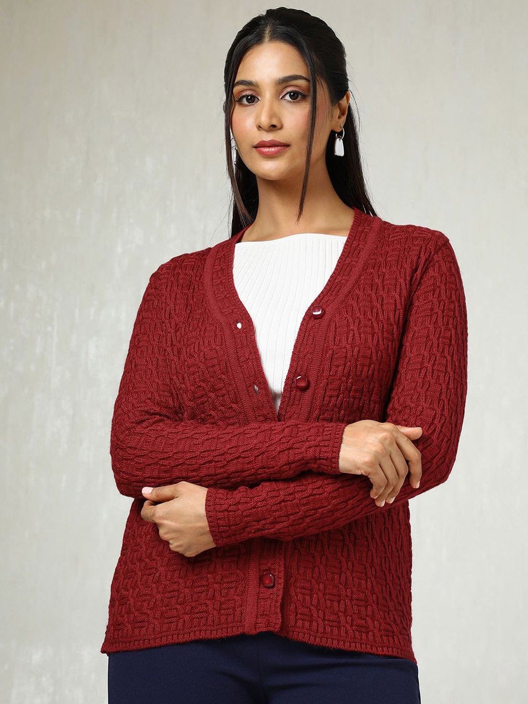 

Soch Women Cardigan, Maroon