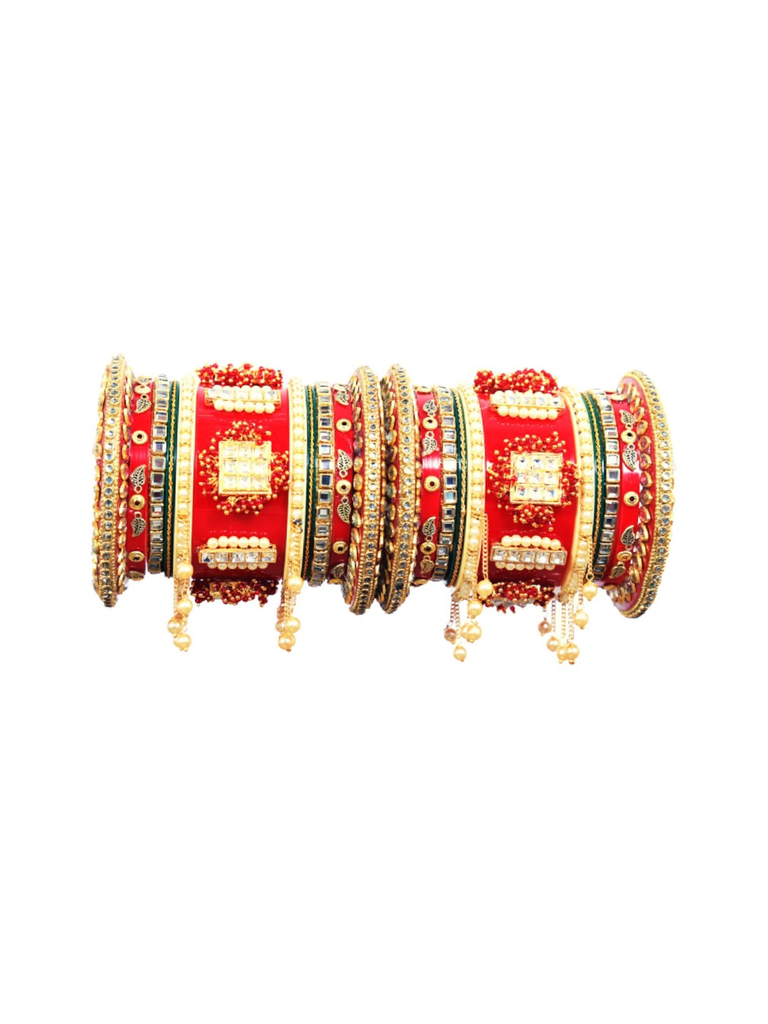 

Align Set Of 2 Gold-Plated Chudas Bangles, Red