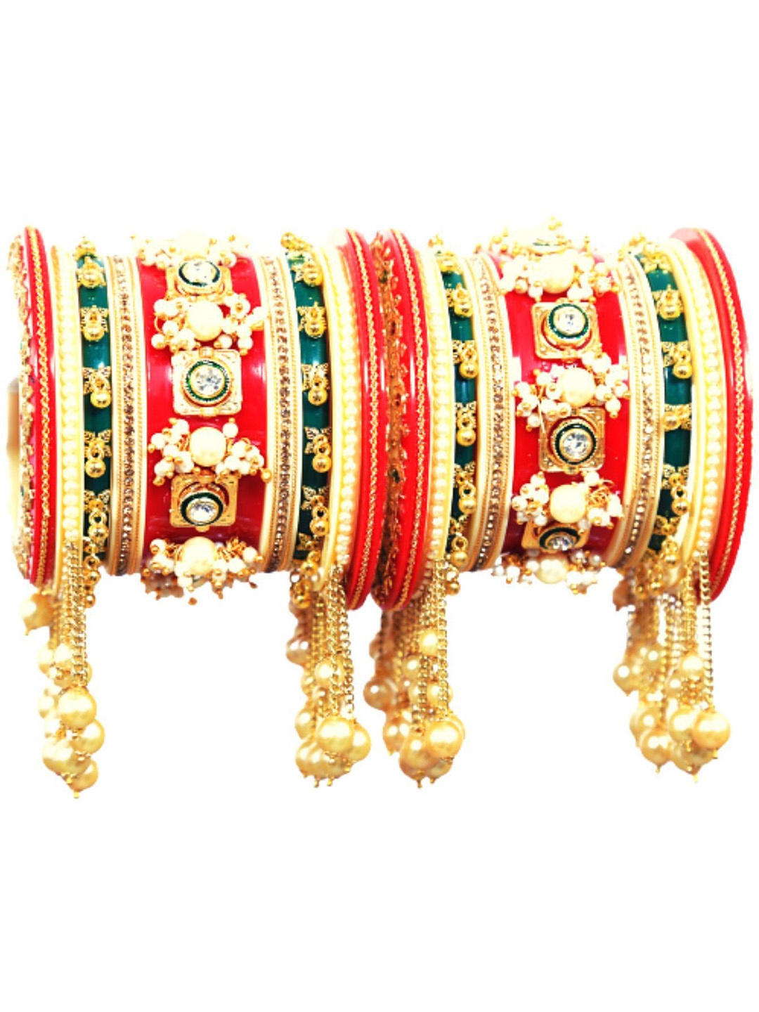 

Align Set Of 2 Gold-Plated Stone-Studded & Beaded Bangle