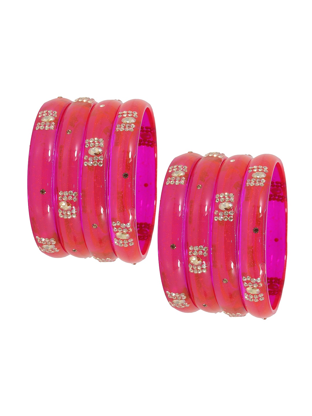 

ZULKA Set Of 8 CZ Stone Studded Bangles, Magenta