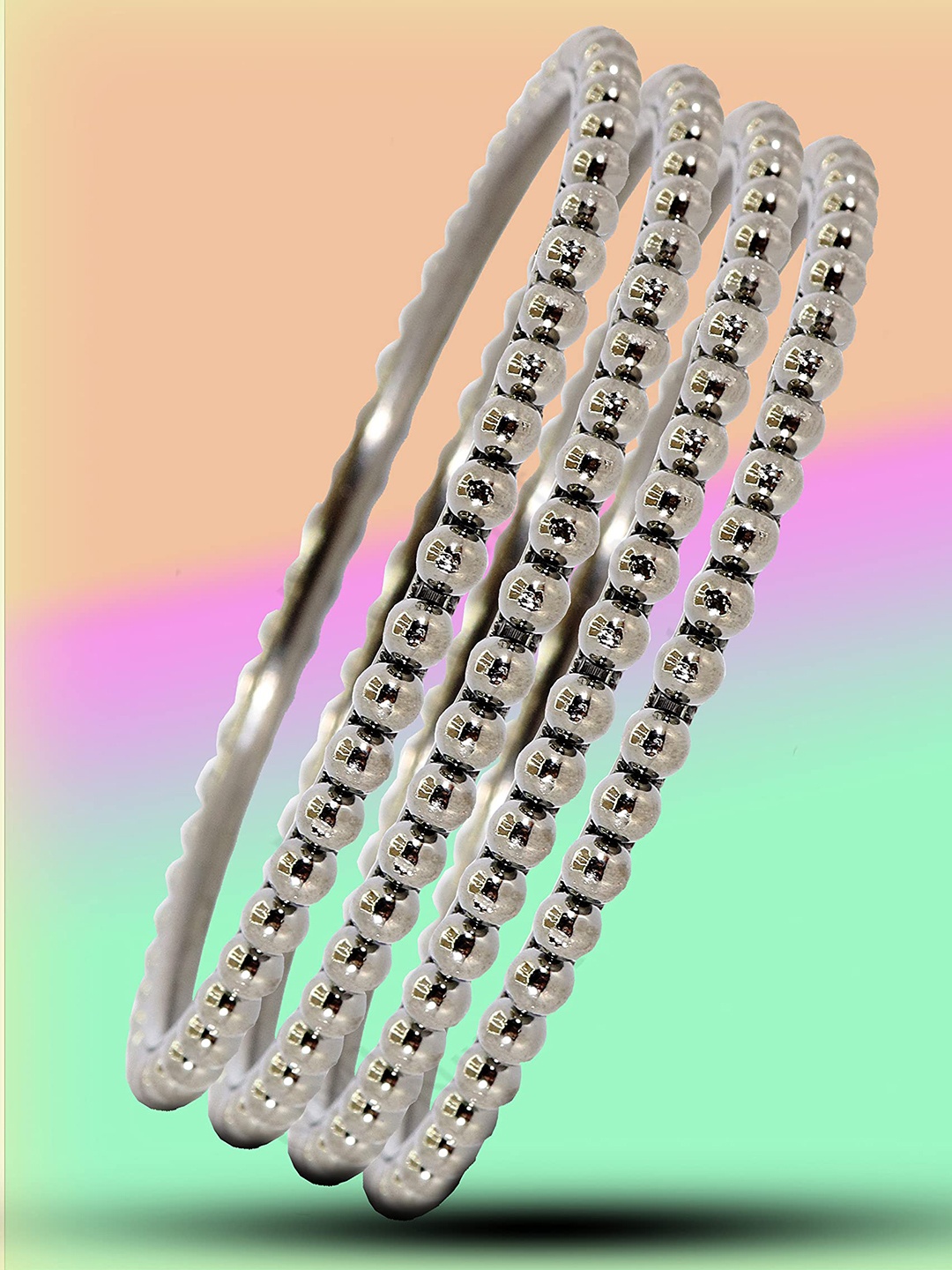 

ZULKA Set of 8 Non-Precious Metal Base Metal and Linked With Ball Chain Kada, Gold