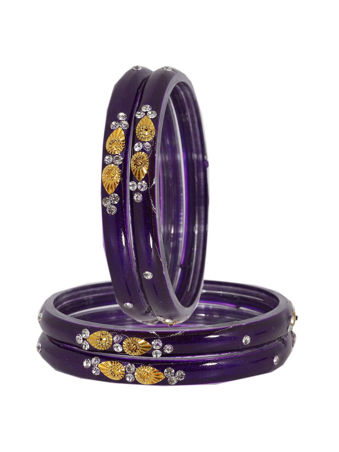 

ZULKA Set Of 24 Bangles Non Precious Metal and Silk Thread Latkan Bangle, White