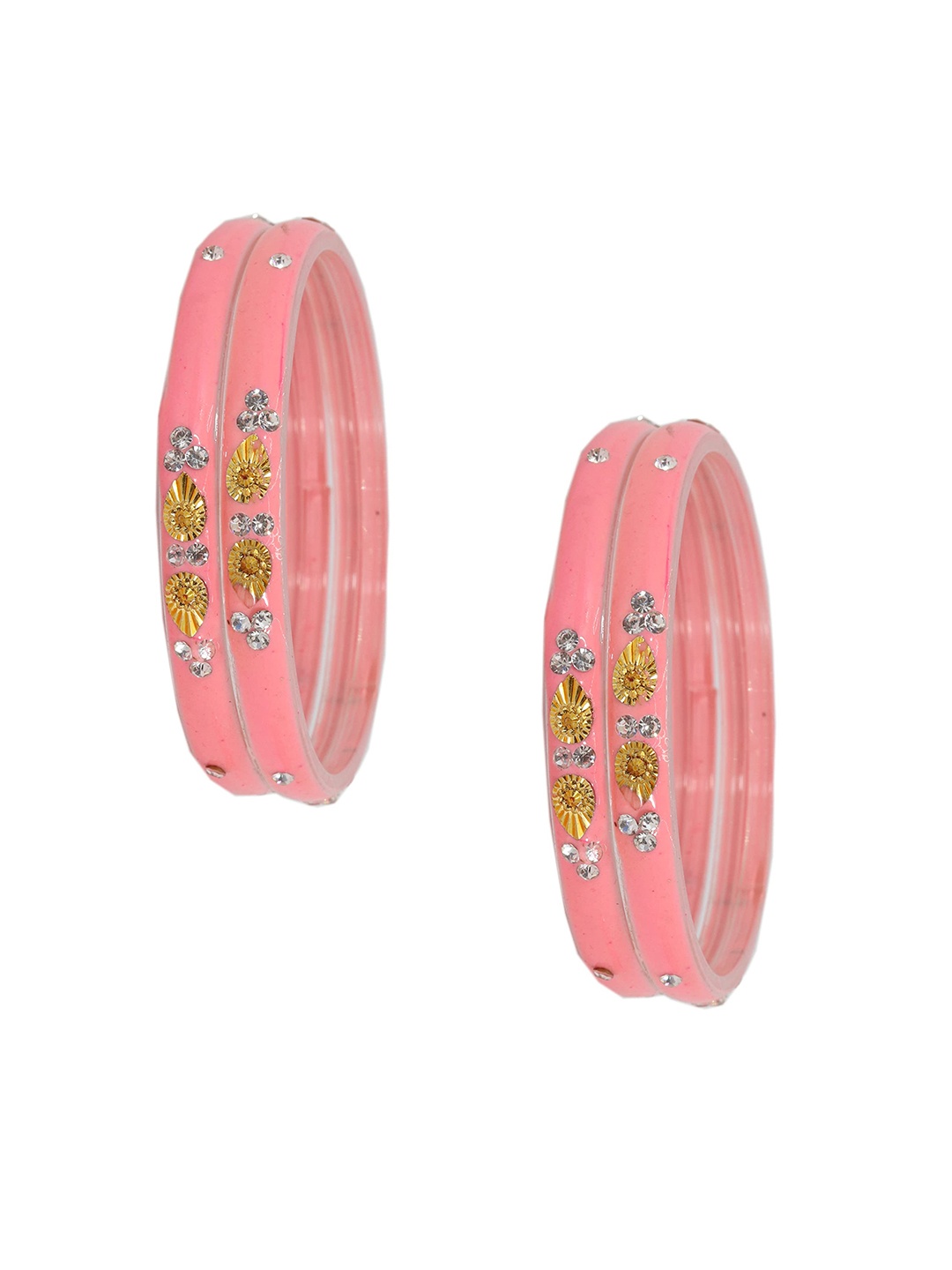

ZULKA Set Of 24 Non Precious Metal and Silk Thread Latkan Bangles, Pink