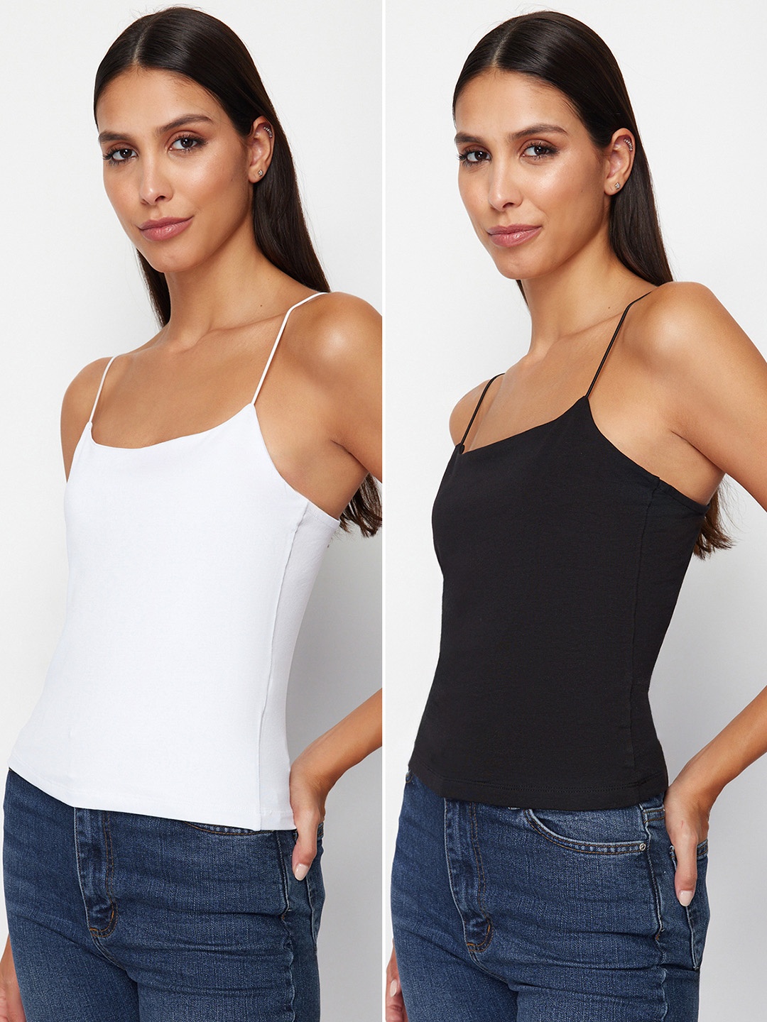 

Trendyol Shoulder Straps Cotton Top, Black