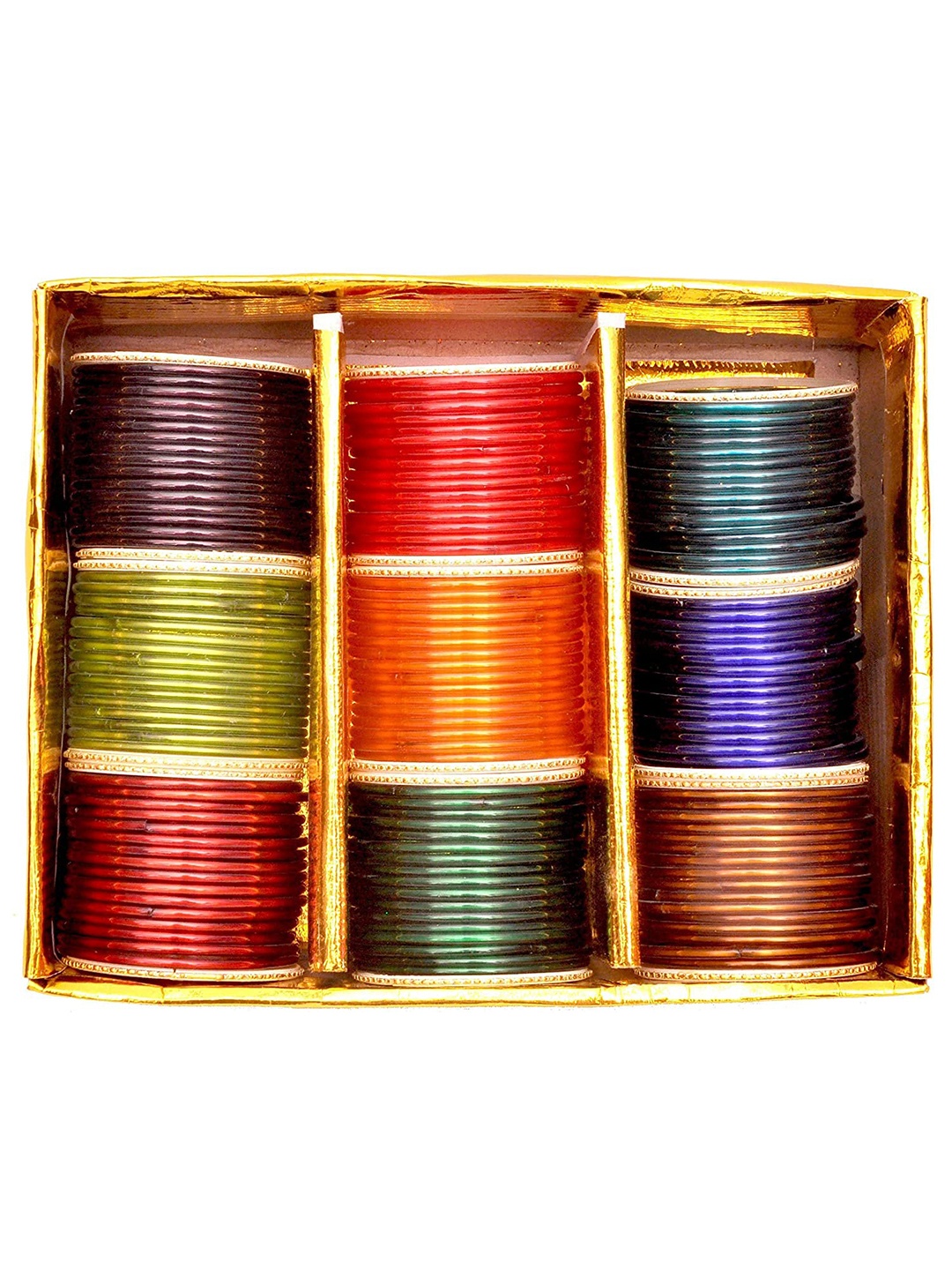 

ZULKA Set of 144 Multicolour Plain Glass Bangles, Multi