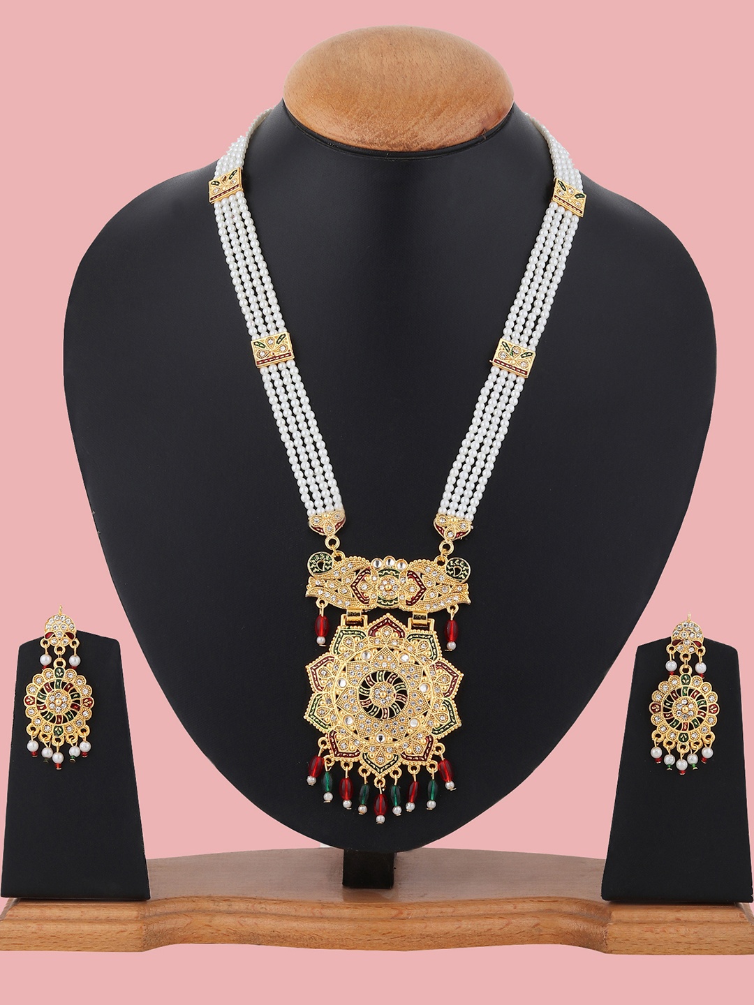 

RHOSYN Gold-Plated CZ Stone-Studded Jewellery Set