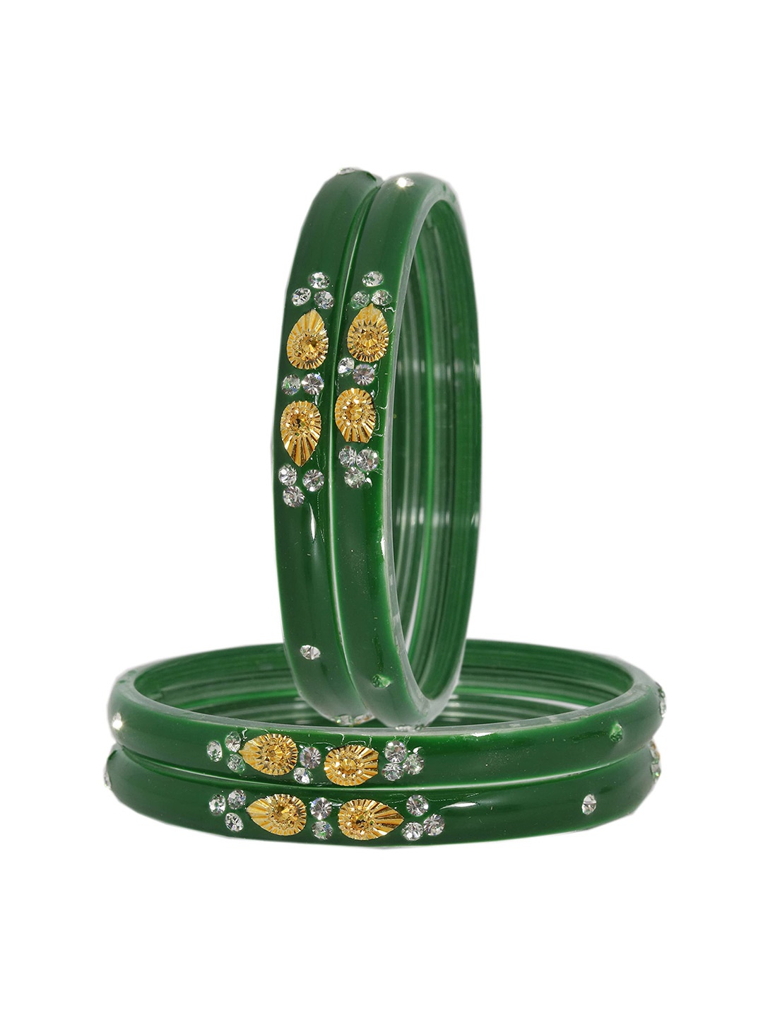 

ZULKA Set Of 4 Glass Stone Studded Bangles, Multi