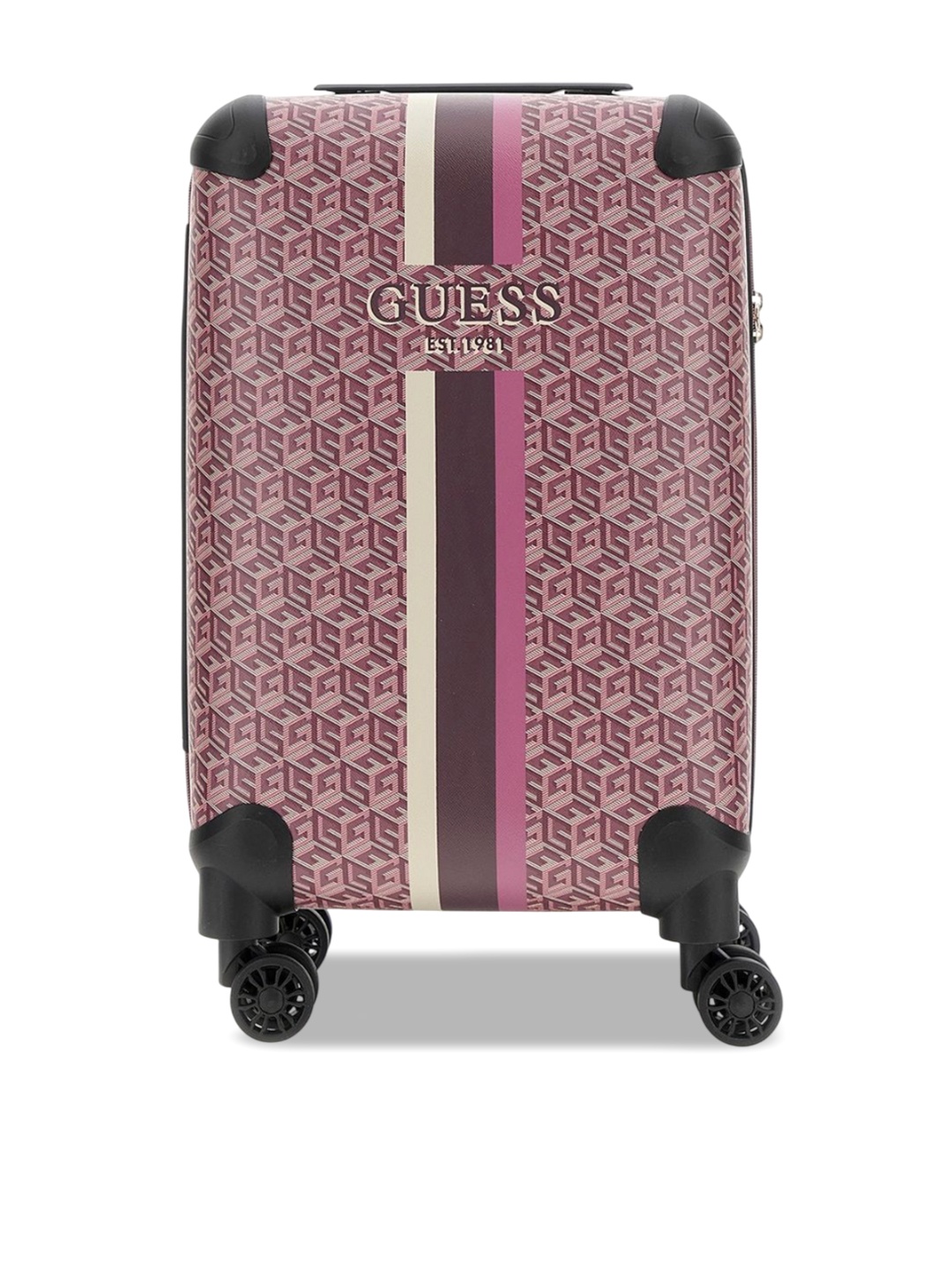 

GUESS Unisex Printed Hard-Sided Cabin Trolley Bag, Purple