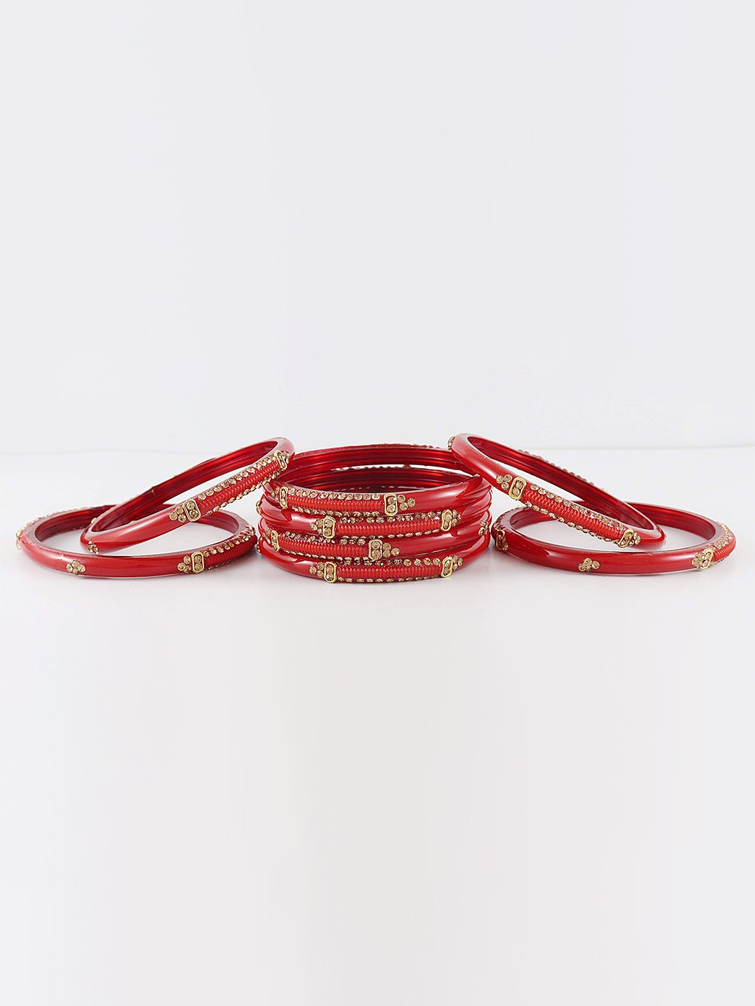 

ZULKA Set Of 20 Non-Precious Metal Silk Thread and Zircon Gemstone Worked Bangle ;, Black