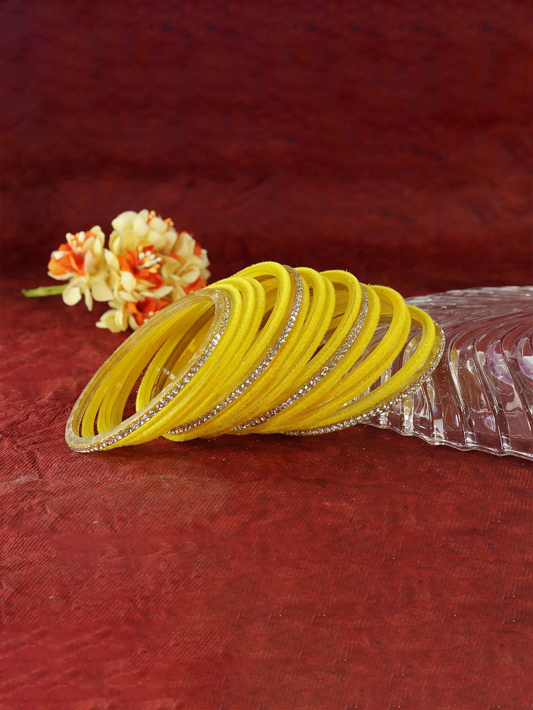 

ZULKA Set of 40 Silver Latkan Metal Bangles with Zircon Diamond Metal Latkan Bangle, Maroon