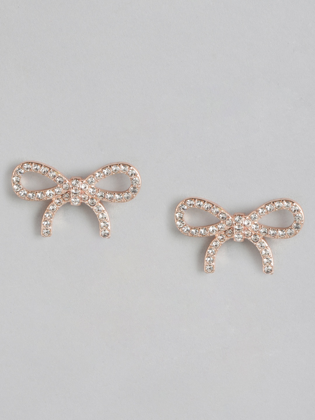 

Forever New Rose Gold Plated Crystal Studded Bow Shaped Contemporary Studs