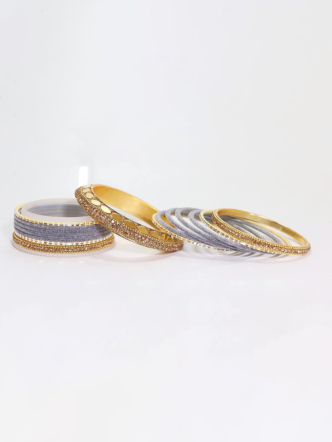 

ZULKA Set of 30 Premium Gold Plated Metal Chuda with Zircon Stone & Beads