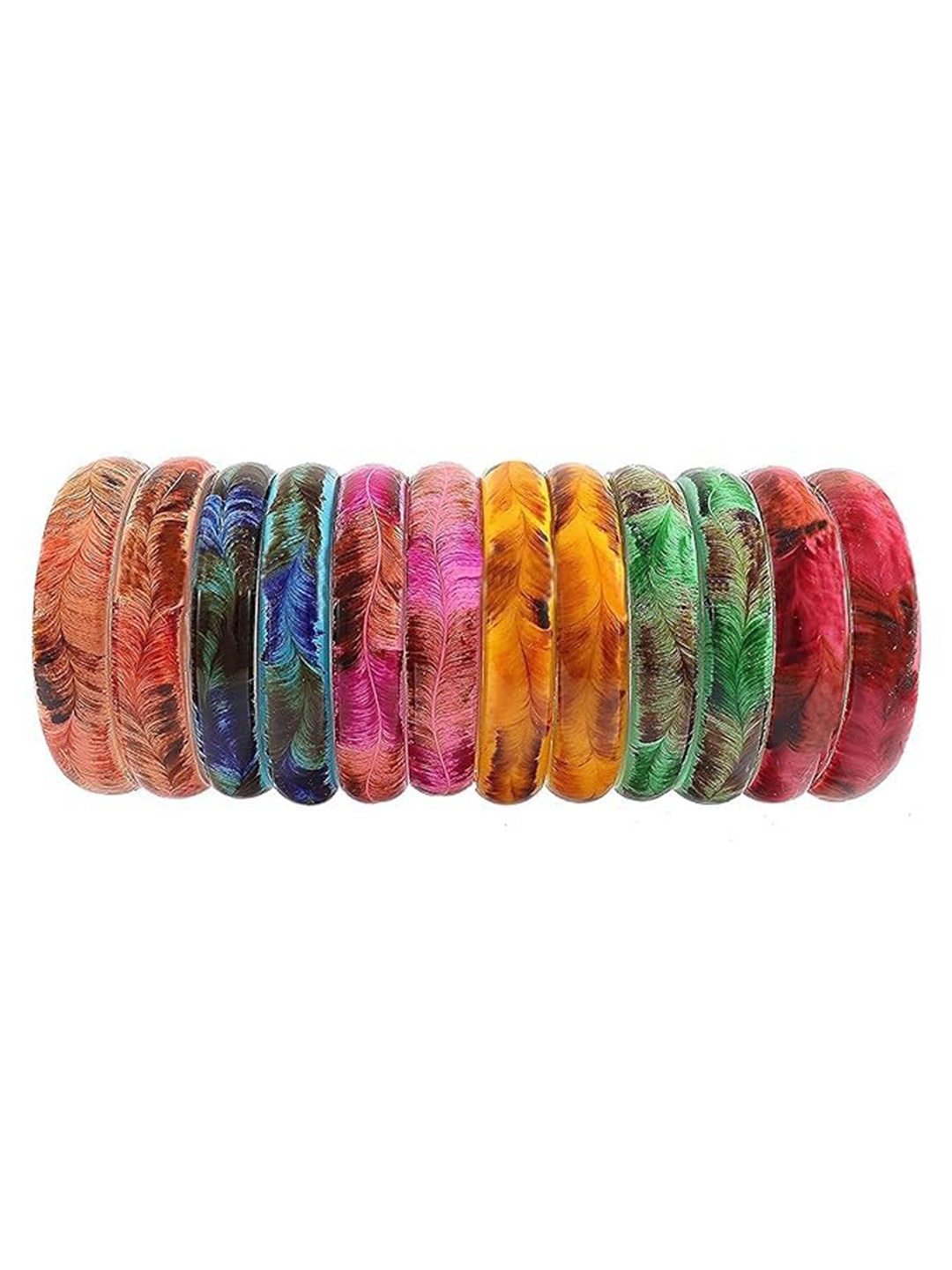 

ZULKA Set of 24 Glass Zircon Gemstone Studded Bangle, Multi