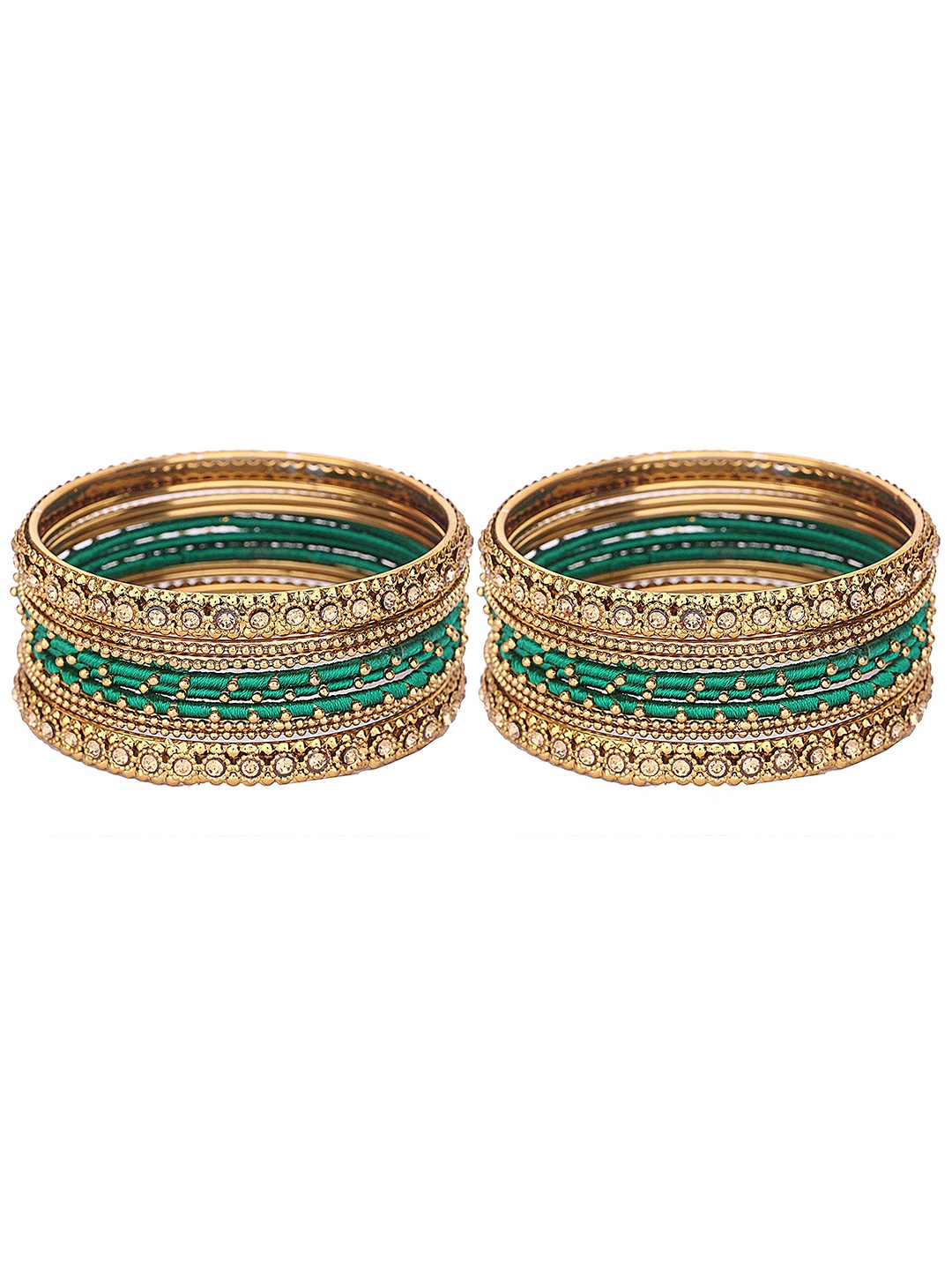 

ZULKA Set of 8 Glass with Diamond Engraved Pattern Bangles Kadaa, Multi