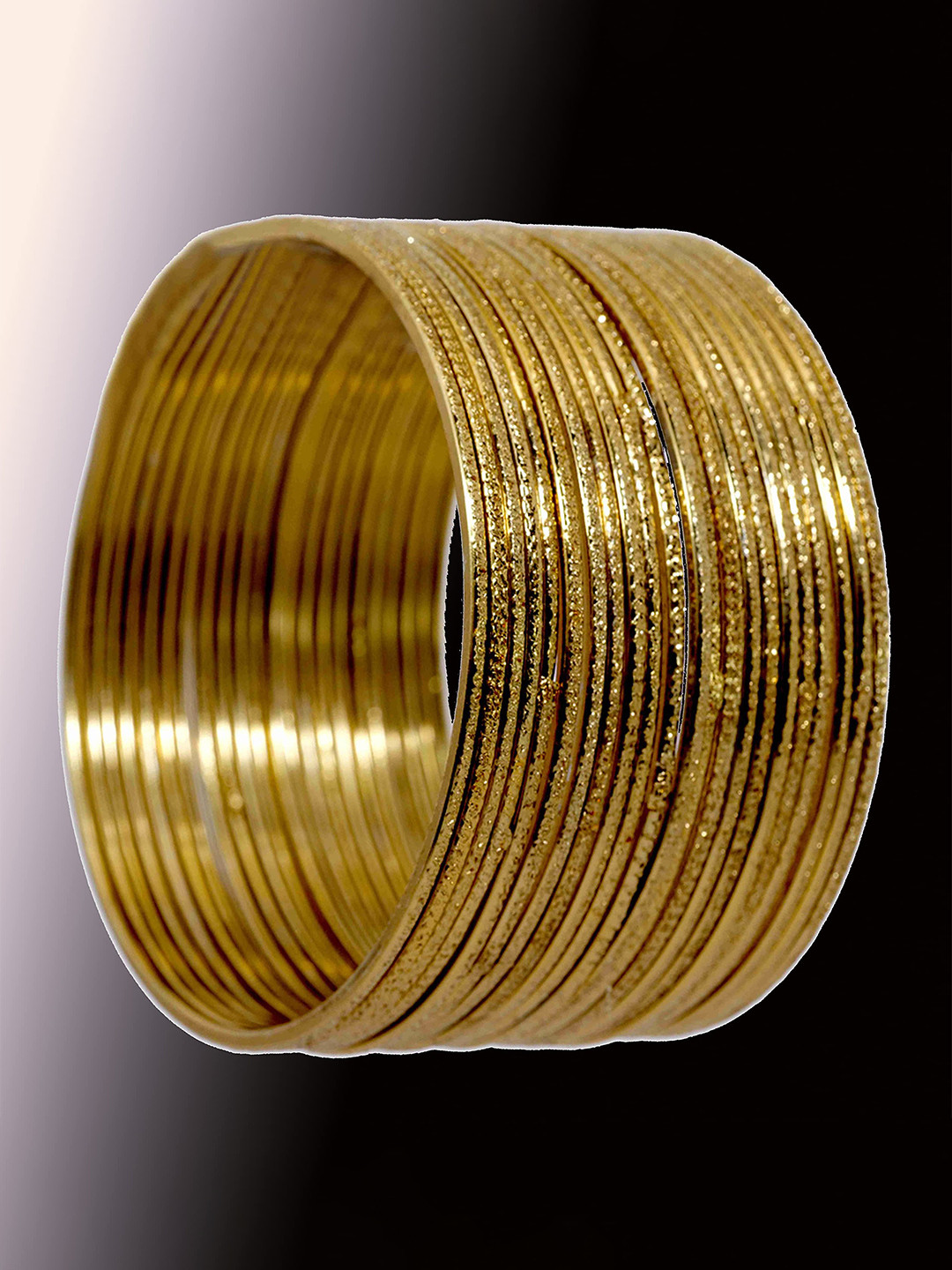 

ZULKA Set Of 24 Gold Plated Non-Precious Metal Base and Textured Finished Bangles