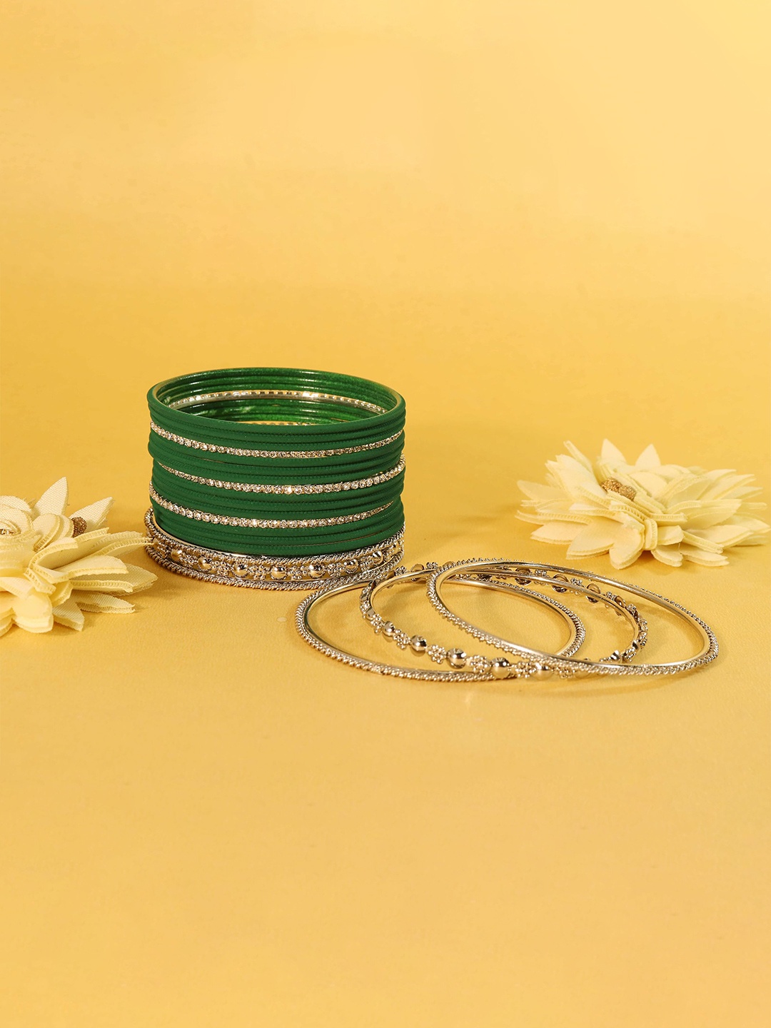 

ZULKA Set of 144 Zircon Stone Glass Bangles, Multi