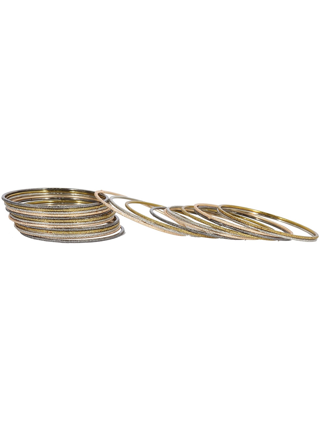 

ZULKA Set OF 24 Multicolour Metal Textured Finished Bangles, Multi