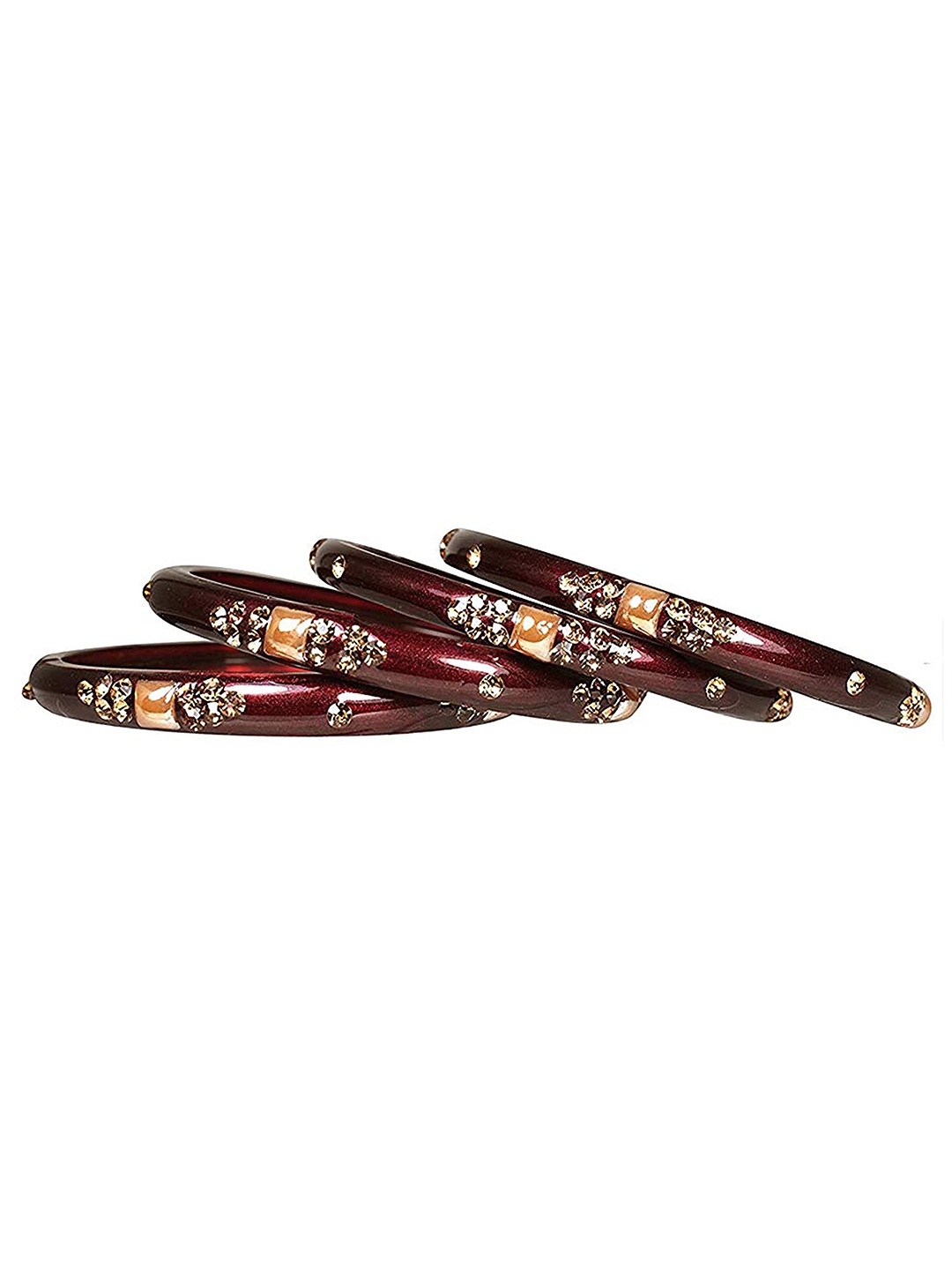 

ZULKA Set Of 12 Bangles Non Precious Metal and Silk Thread Latkan Bangle, Red