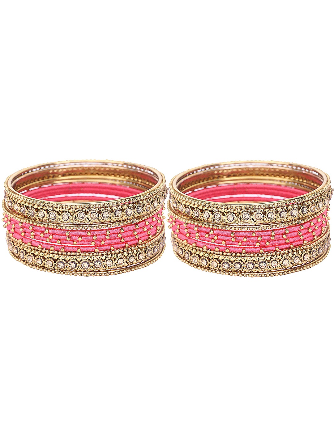 

ZULKA Set of 28 Metal With Zircon Gemstone Studded Traditional Bangle, Green