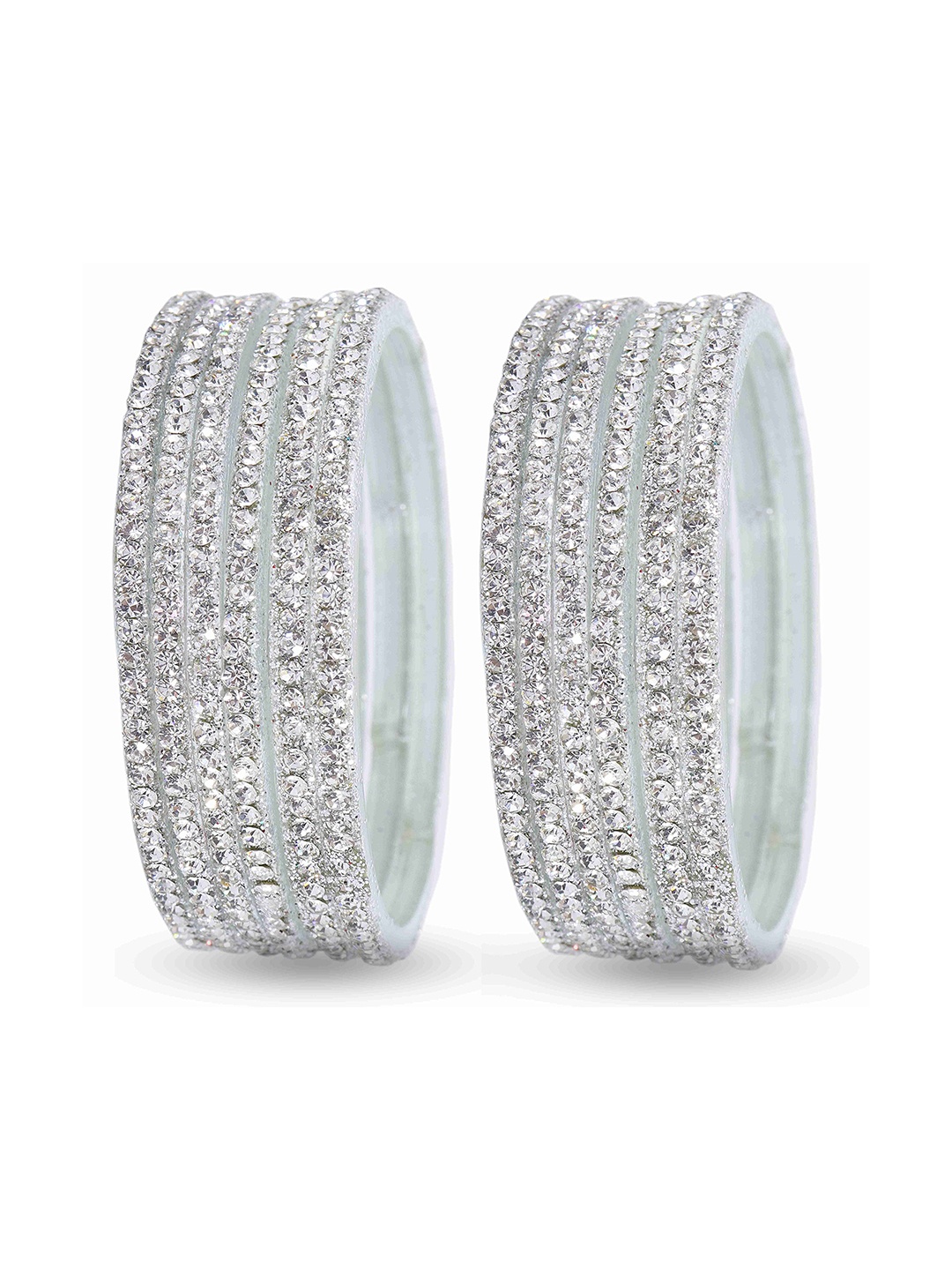 

ZULKA Set of 12 Glass With Zircon Gemstone Studded Glossy Finished Bangle, Yellow