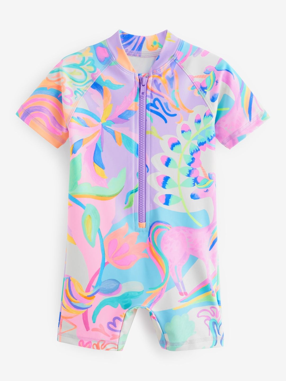

NEXT Girls Multi Bright Unicorn Sunsafe Swimsuit, Purple