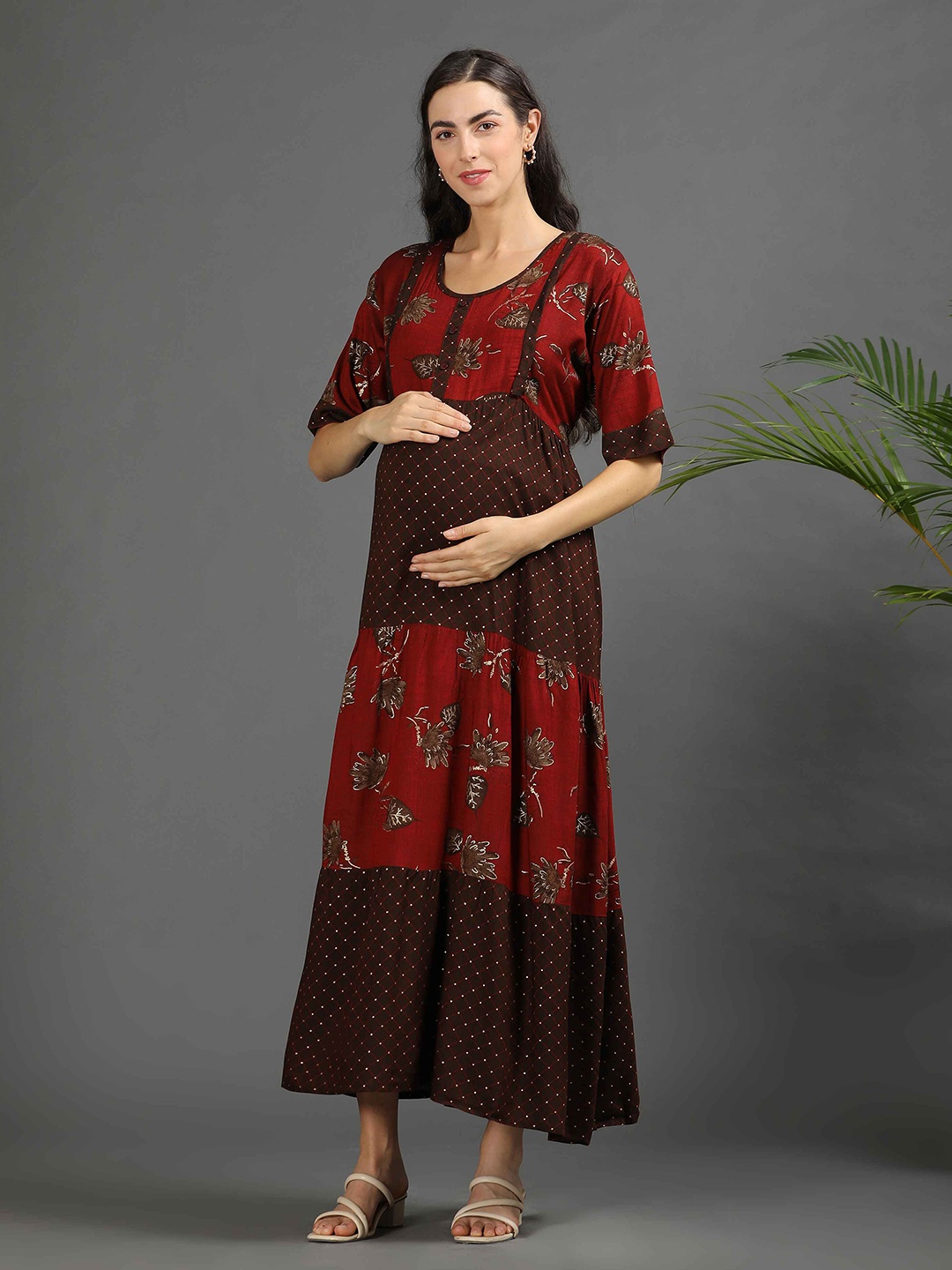 

GOLDSTROMS Printed Maxi Maternity Dress, Maroon