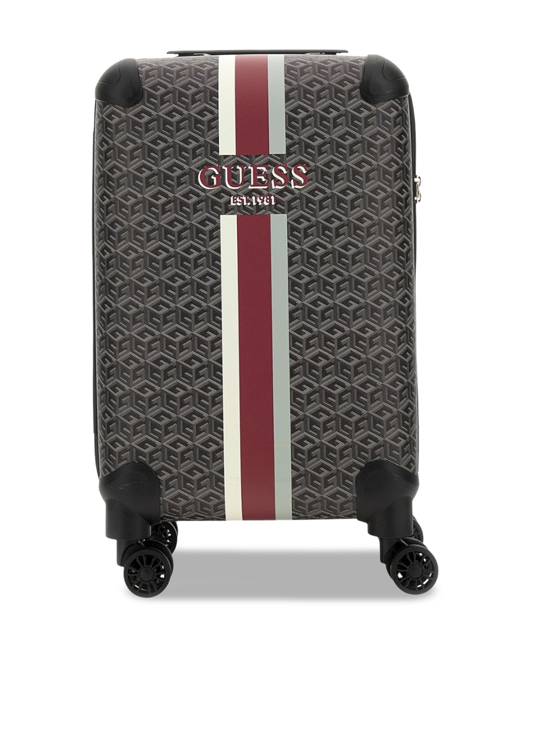 

GUESS Unisex Printed Hard Sided Trolley Suitcase, Grey