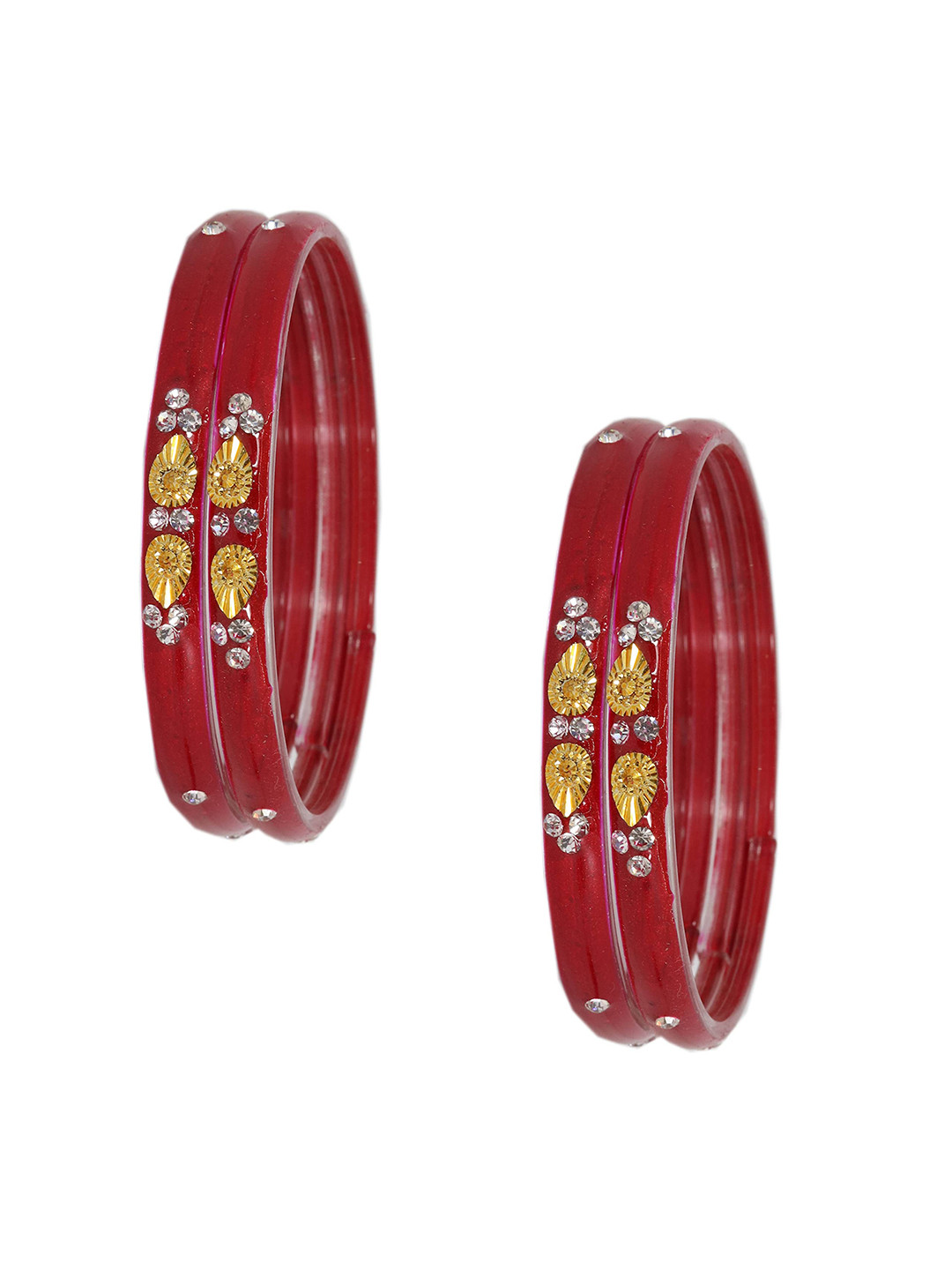 

ZULKA Set Of 12 Bangles Non Precious Metal and Silk Thread Latkan Bangle, Maroon