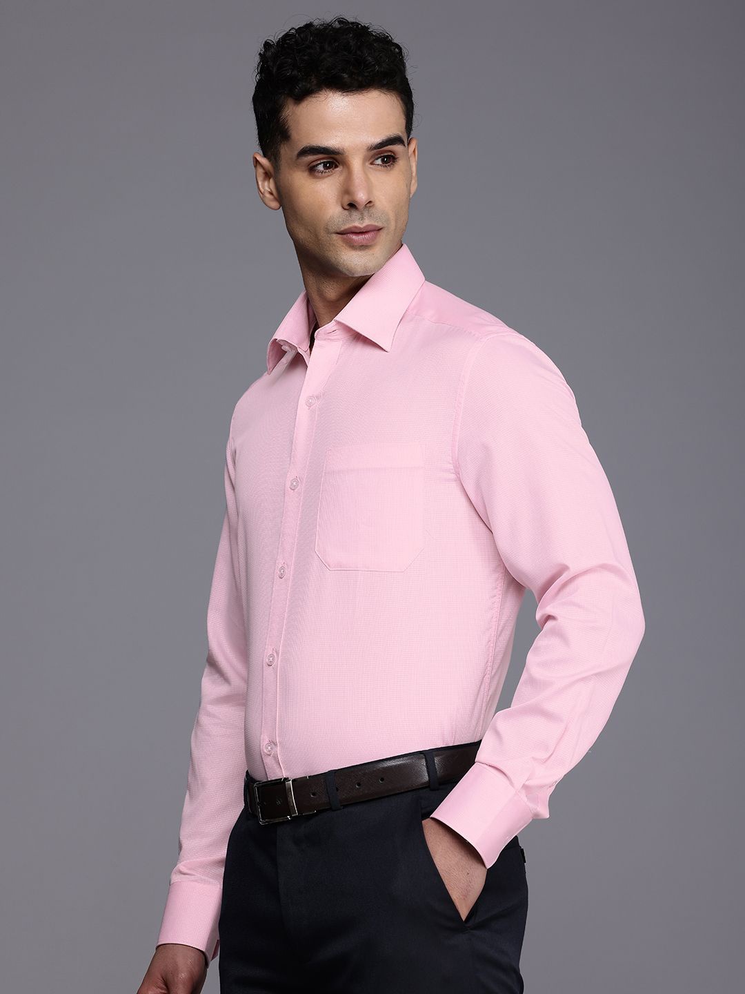 

Louis Philippe Self Design Classic Fit Pure Cotton Formal Shirt, Pink