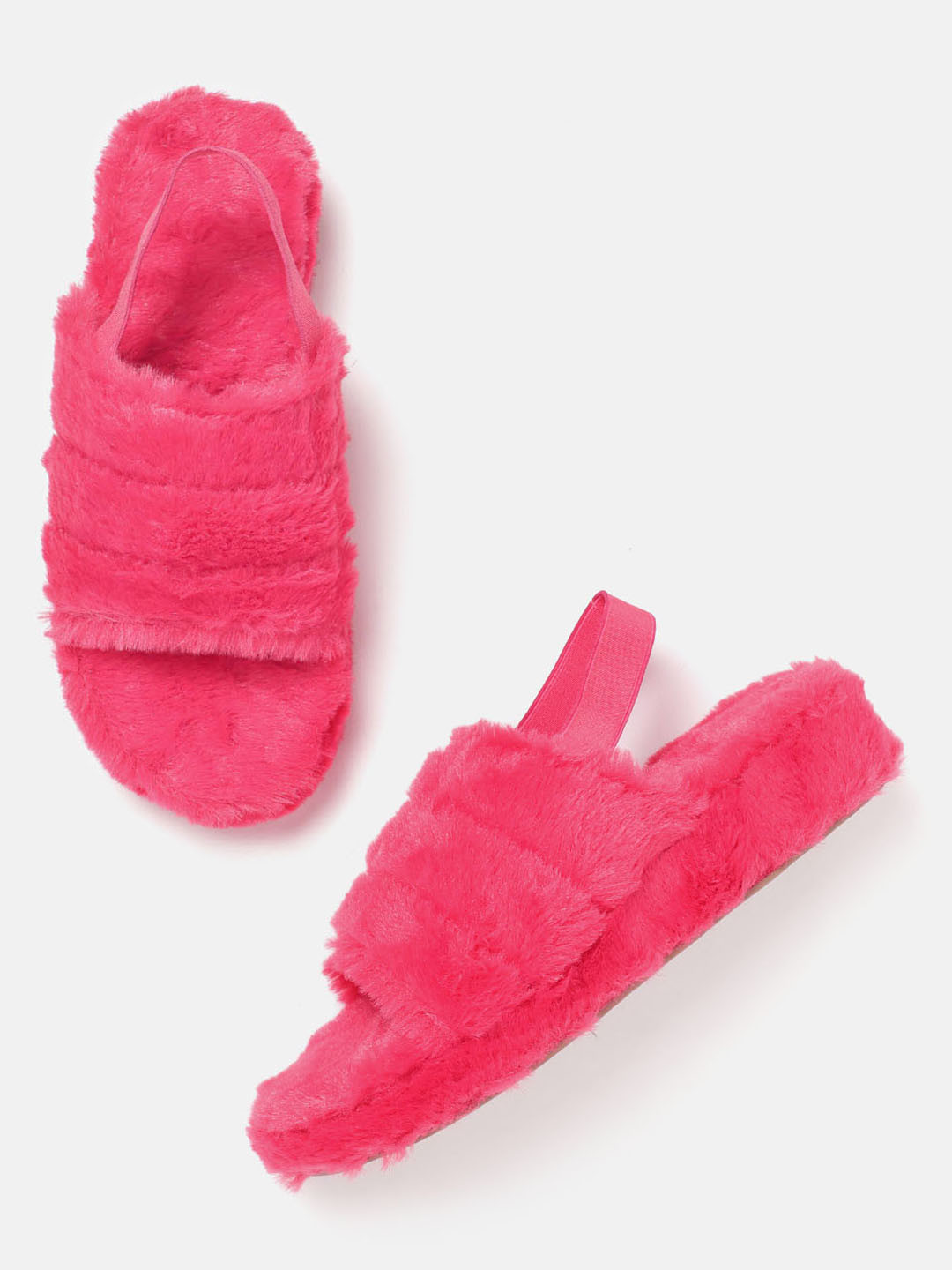 

ZORI WORLD Women Faux Fur Open Toe Flats, Pink