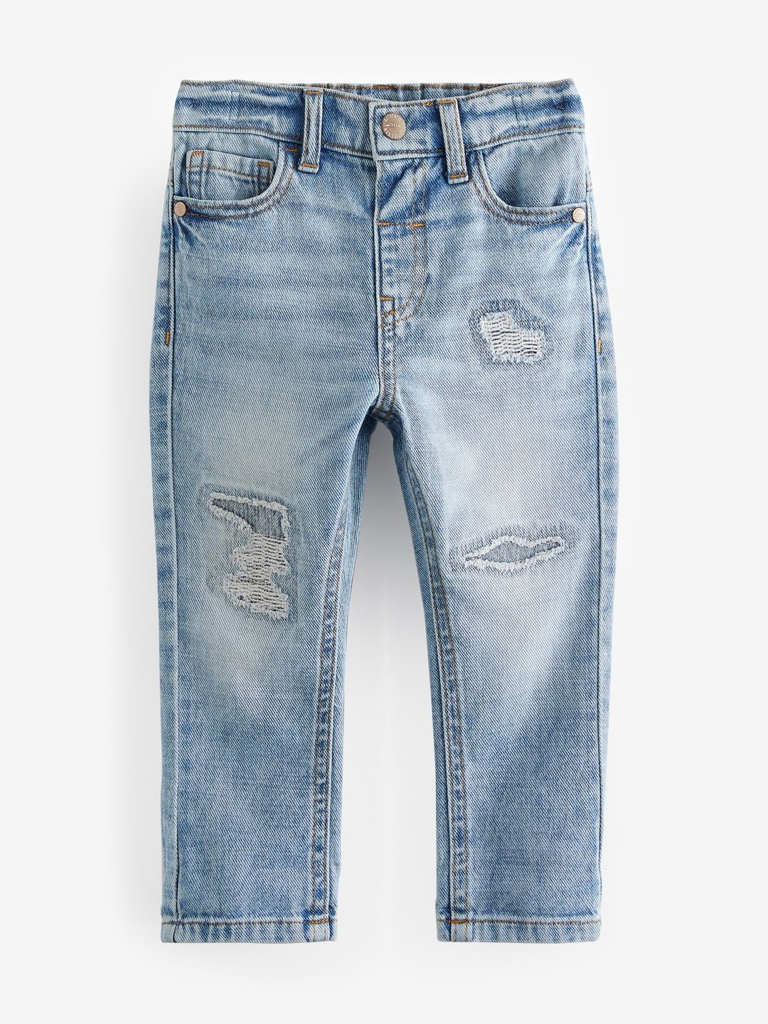 

NEXT Boys Pure Cotton Mildly Distressed Heavy Fade Jeans, Blue
