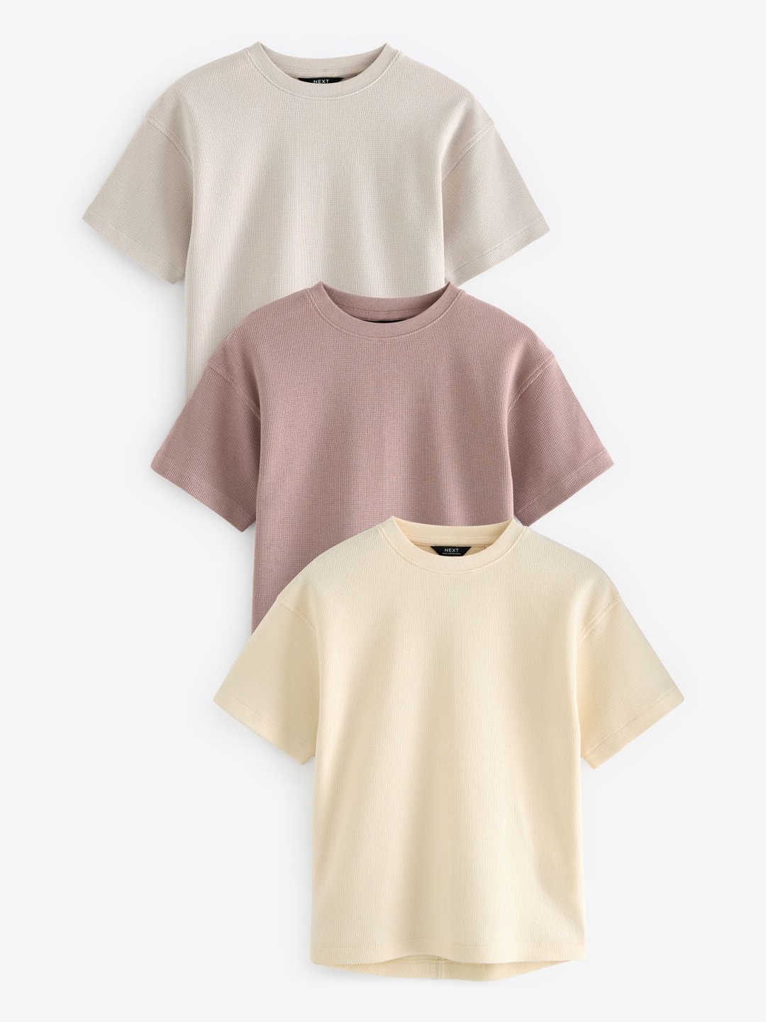 

NEXT Boys Set of 3 Monochrome Pure Cotton T-shirt, Mauve