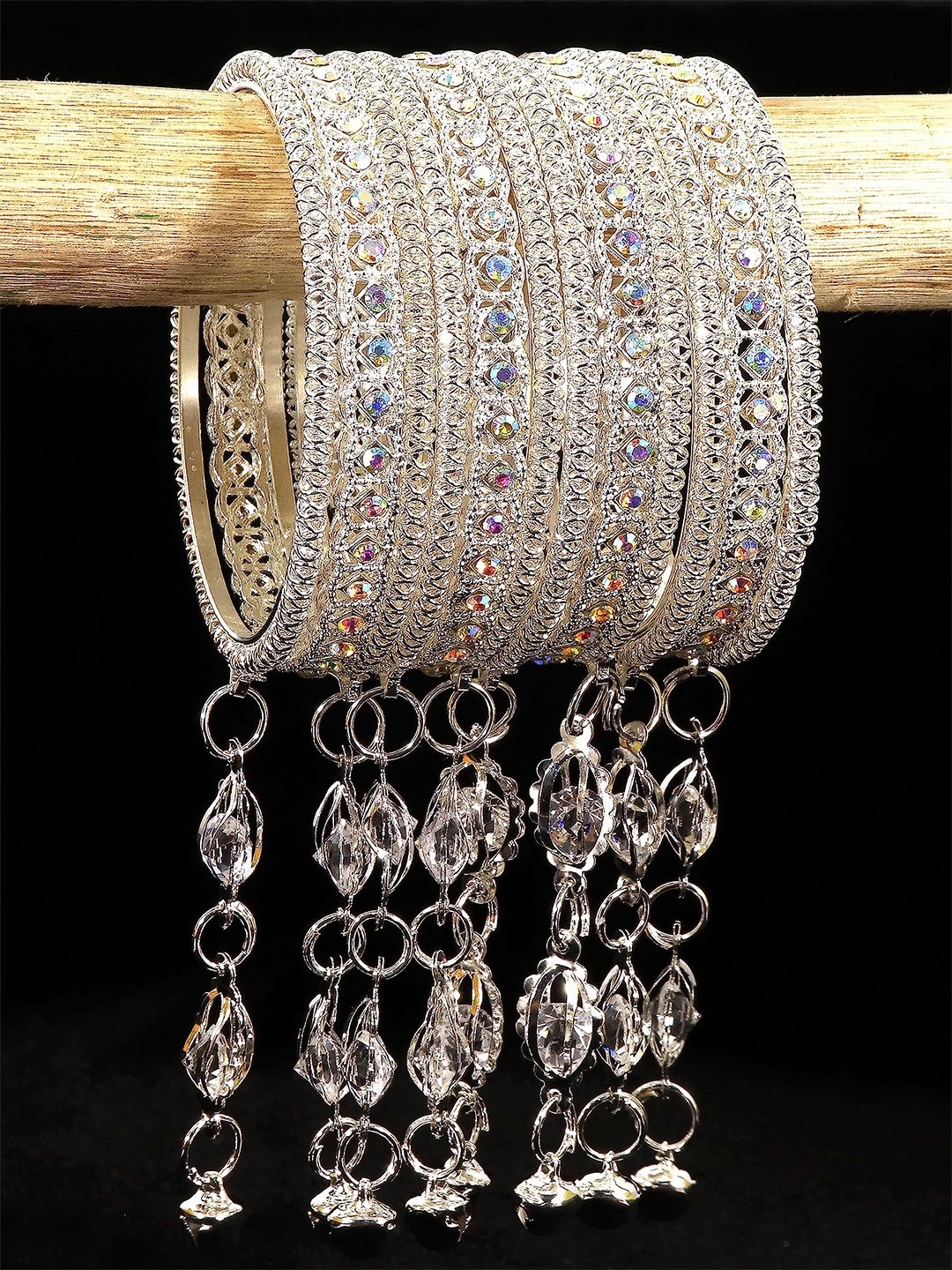 

ZULKA Set of 36 Glass Bangles with Golden Polka Dots & Glitter | Fancy Bangles, Multi