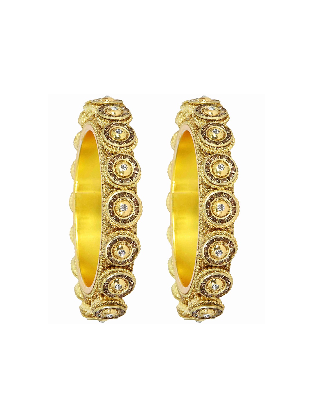 

ZULKA Set OF 2 Alloy Base Gold Plated Artificial Stones & Beads Rajwadi Bangles