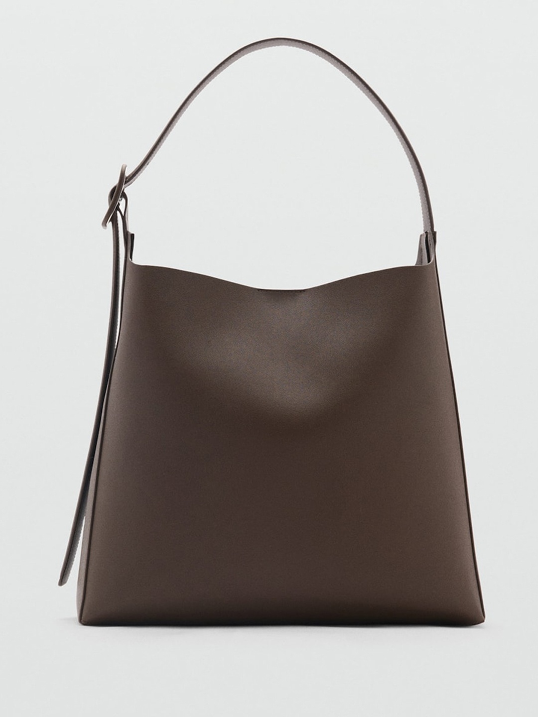 

MANGO PU Shopper Bag With Buckle, Brown