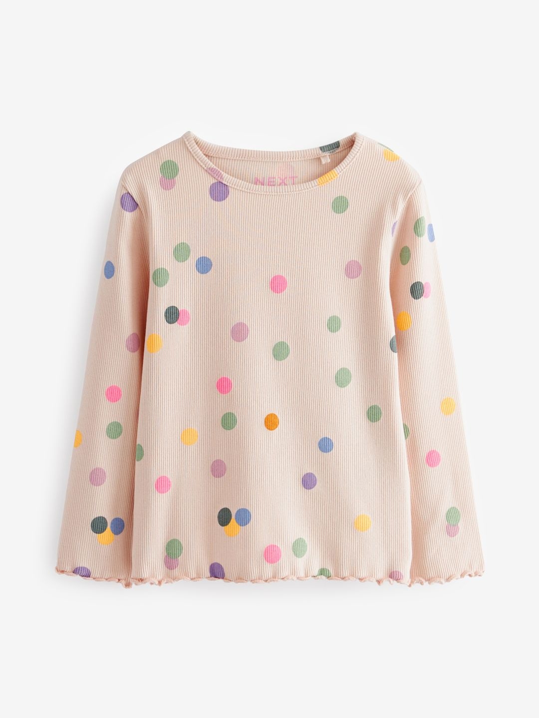 

NEXT Girls Ribbed Polka Dot Top, Cream