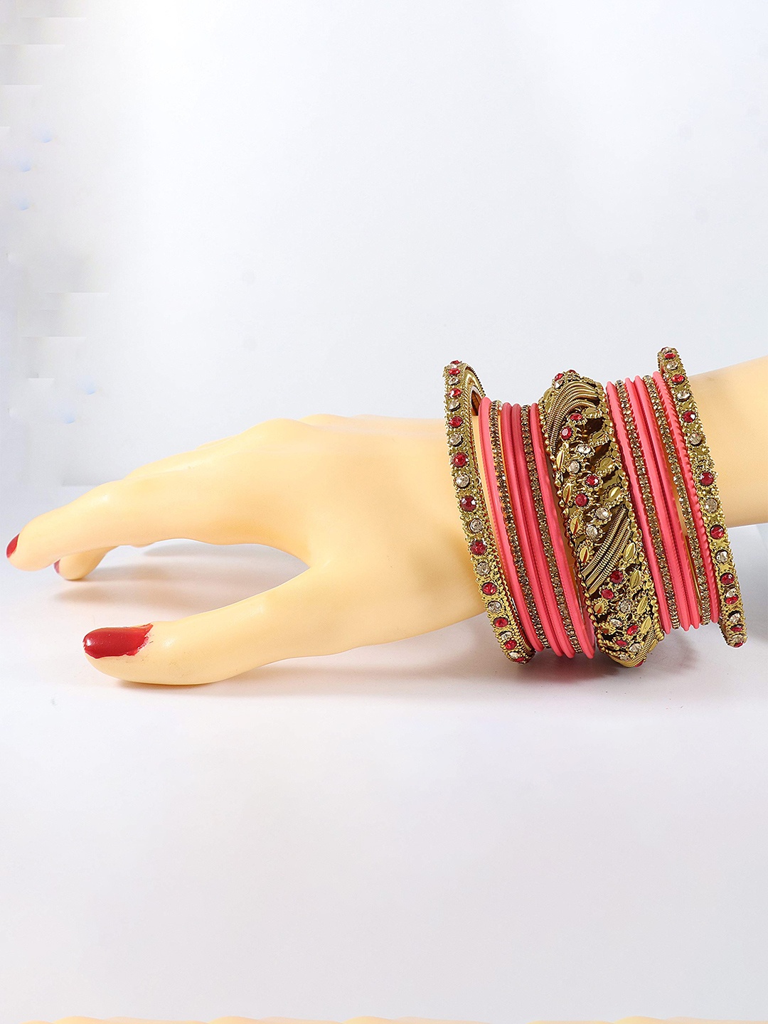 

ZULKA Set of 30 Non-Precious Metal Base Metal and Zircon Gemstone Bangle, Rose