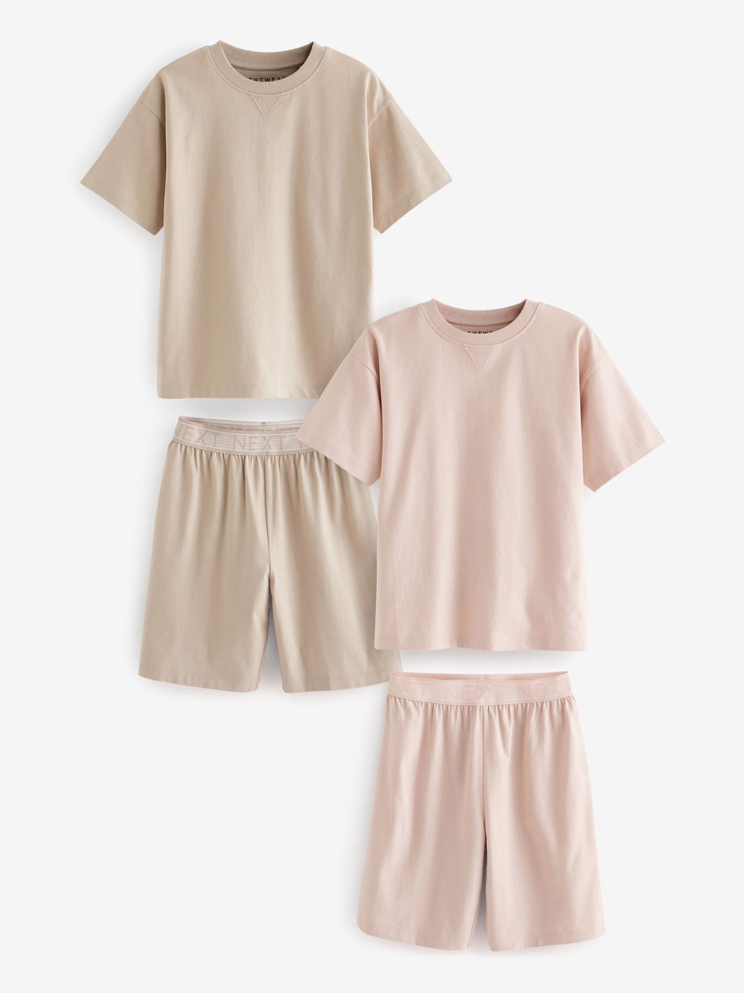 

NEXT Boys Set of 2 Pure Cotton T-Shirts and Shorts Night suit, Pink