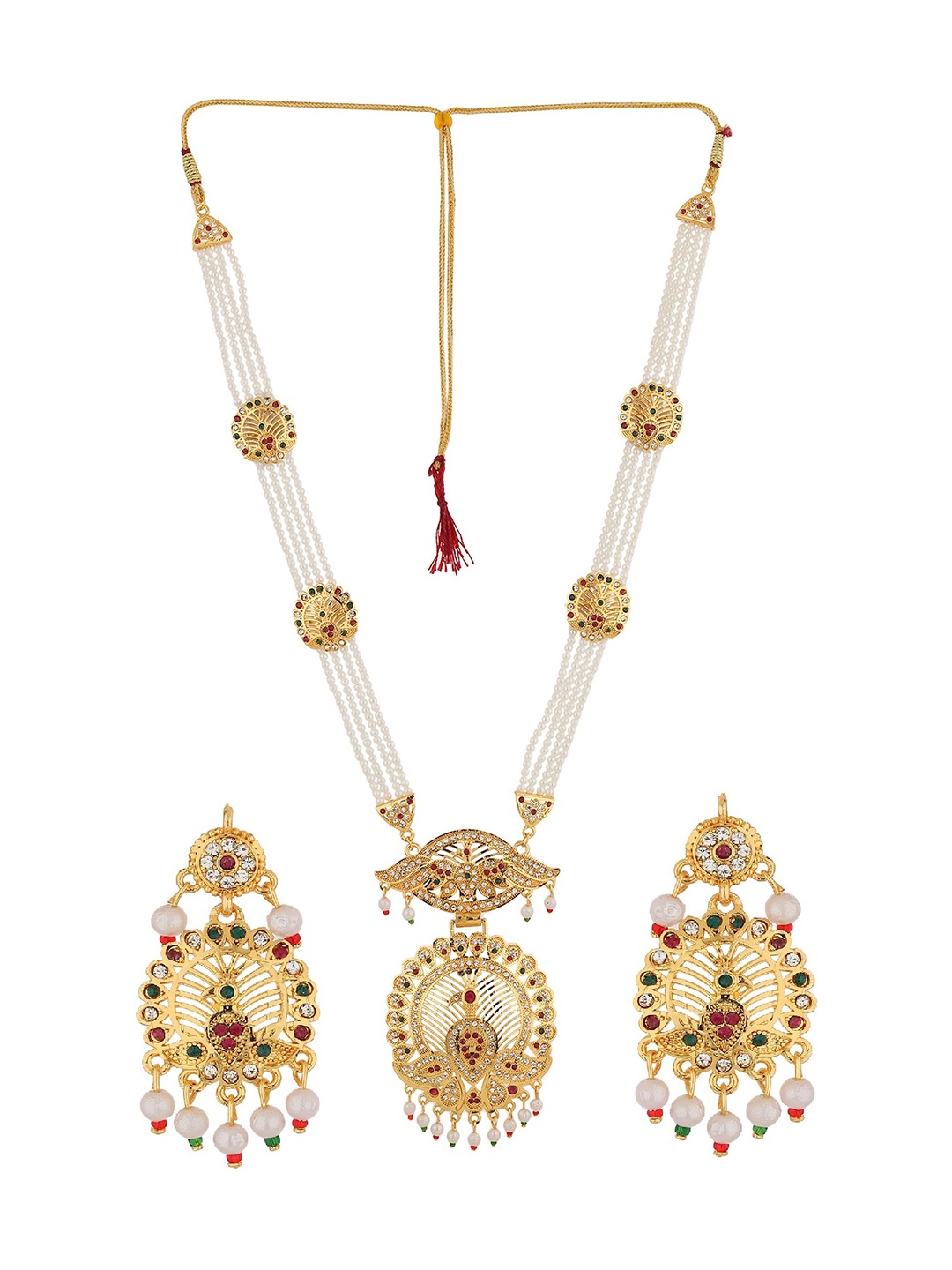 

RHOSYN Gold-Plated Kundan-Studded & Beaded Jewellery Set