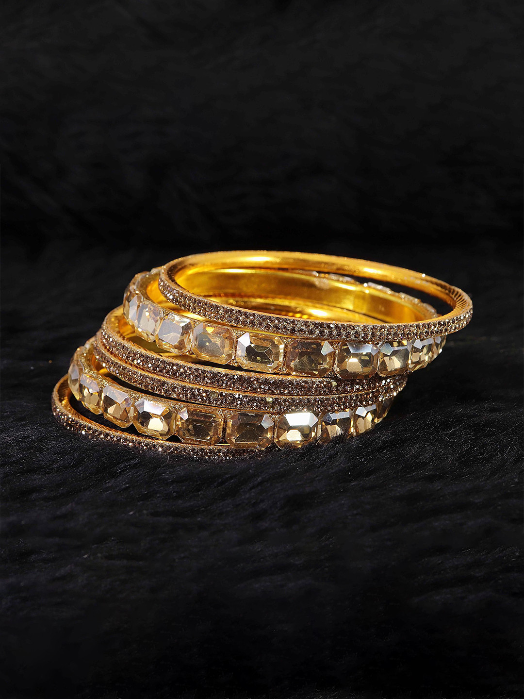 

ZULKA Set of 44 Gold Metal American Diamond Bangles